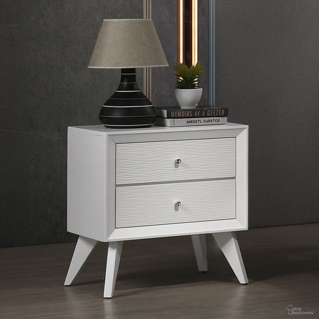 The appearance of Cerys Nightstand In White designed by ACME in the modern / contemporary interior design. This white piece of furniture was selected by 1StopBedrooms from Cerys Collection to add a touch of cosiness and style into your home. Sku: BD01559. Material: Wood.