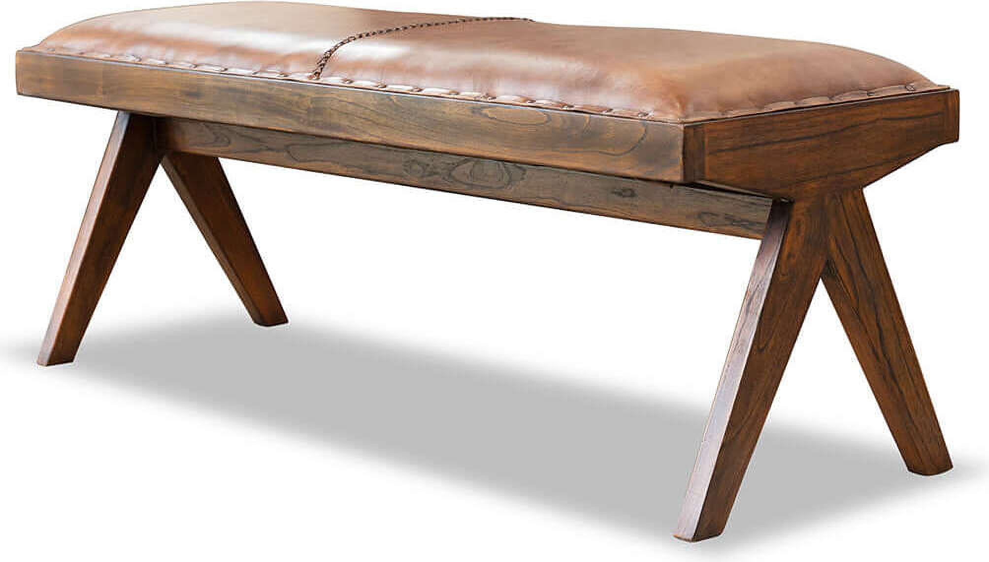 Chad Leather Bench In Tan