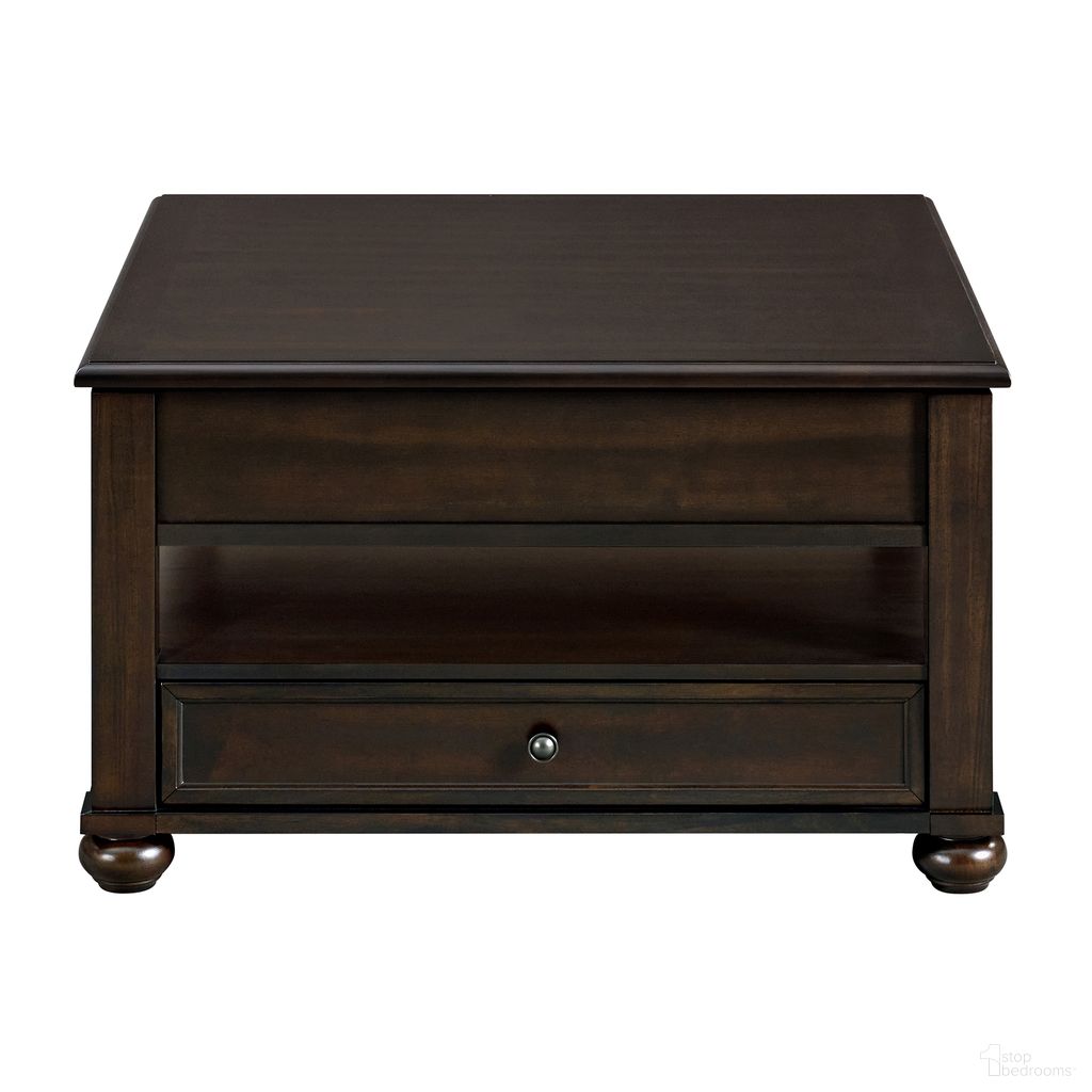 The appearance of Chad Square Lift-Top Coffee Table with Casters In Cherry designed by Picket House in the traditional interior design. This cherry piece of furniture was selected by 1StopBedrooms from Chad Collection to add a touch of cosiness and style into your home. Sku: T-15740-5-SCT. Material: Cherry.