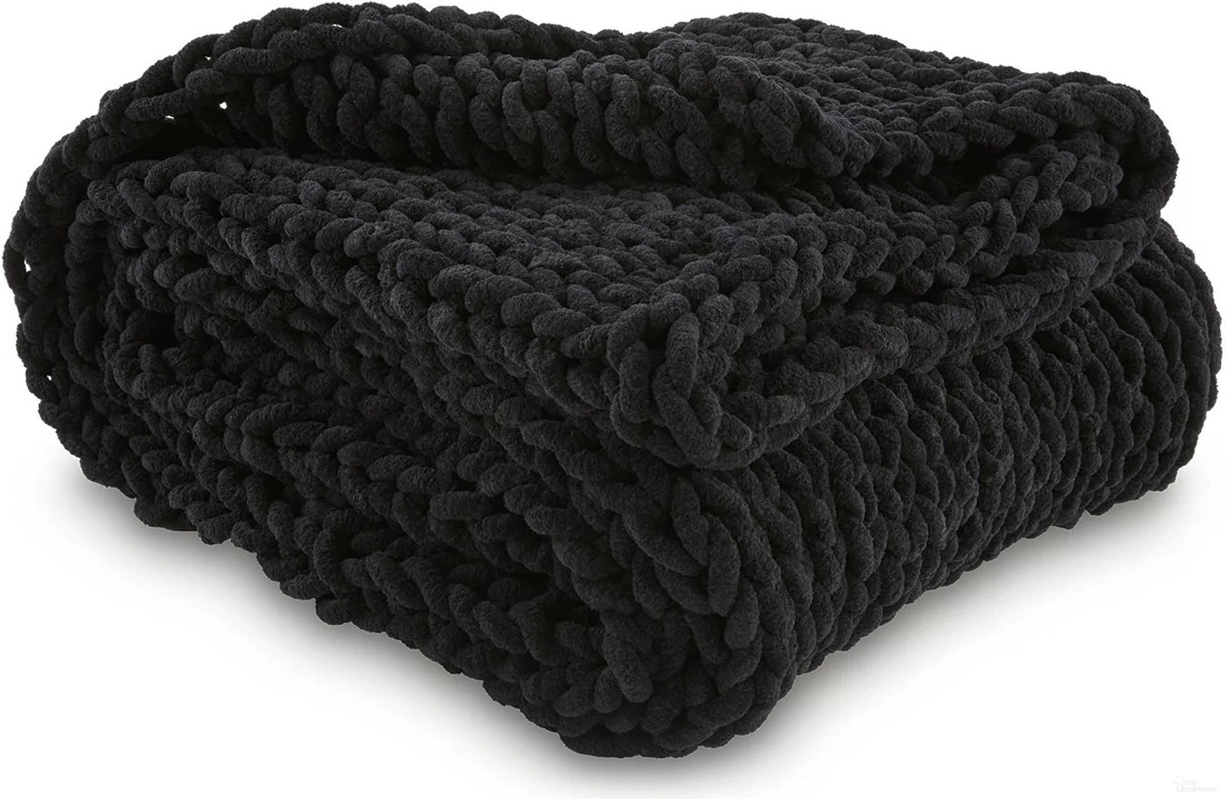 The appearance of Chaddon Throw In Black designed by Signature Design by Ashley in the transitional interior design. This black piece of furniture  was selected by 1StopBedrooms from Chaddon Collection to add a touch of cosiness and style into your home. Sku: A1001061T. Material: Fabric.