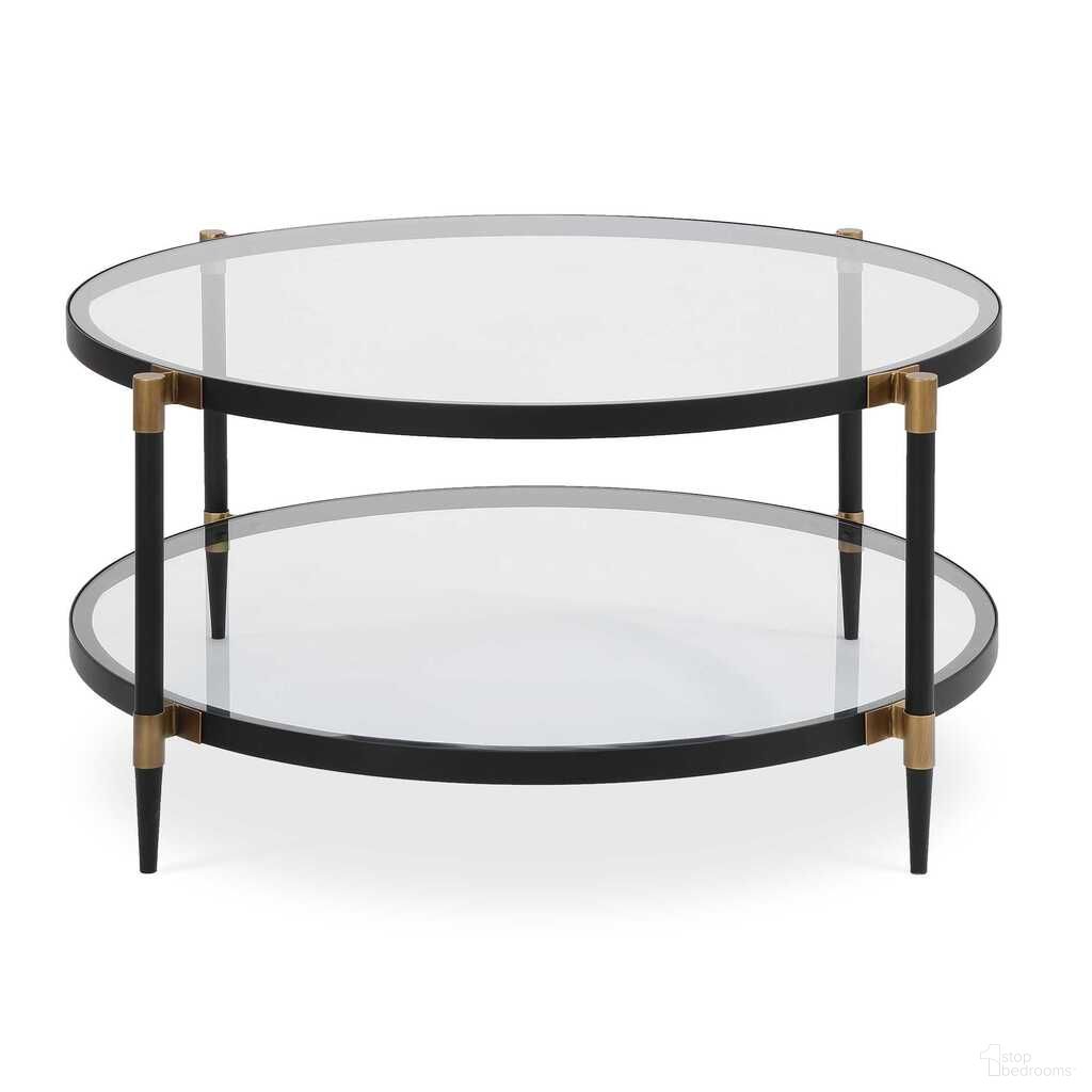 The appearance of Chadid Round Glass Coffee Table In Black and Gold designed by Uttermost in the modern / contemporary interior design. This black and gold piece of furniture  was selected by 1StopBedrooms from Chadid Collection to add a touch of cosiness and style into your home. Sku: 50361. Material: Iron.