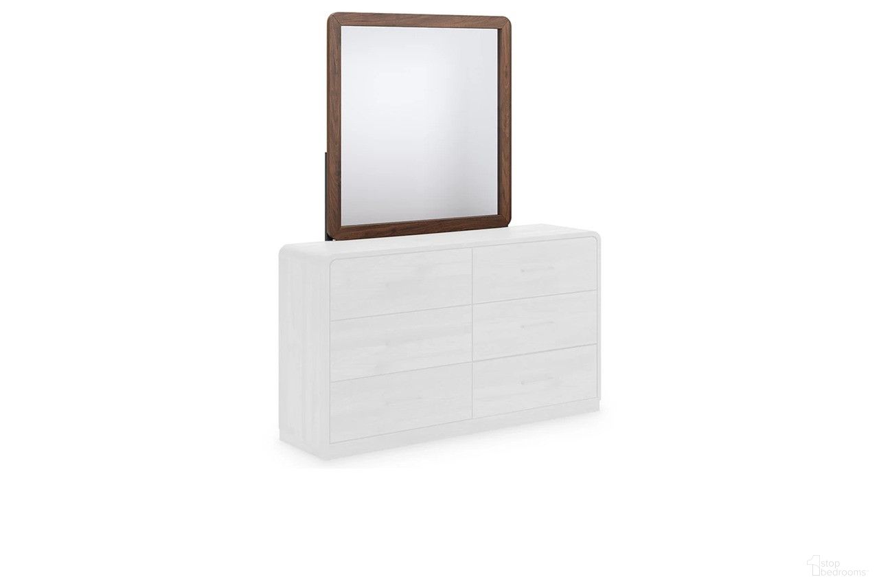 The appearance of Chadworth Bedroom Mirror In Walnut Brown designed by Signature Design by Ashley in the modern / contemporary interior design. This walnut brown piece of furniture  was selected by 1StopBedrooms from Chadworth Collection to add a touch of cosiness and style into your home. Sku: NCB386-36. Material: Glass.