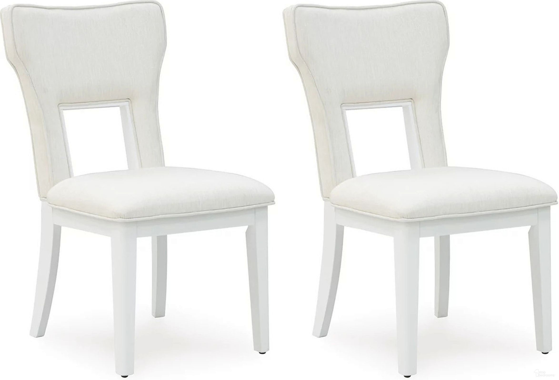 The appearance of Chalanna Dining Chair Set of 2 In White designed by Signature Design by Ashley in the modern / contemporary interior design. This white piece of furniture was selected by 1StopBedrooms from Chalanna Collection to add a touch of cosiness and style into your home. Sku: D822-01. Material: Fabric. Chair Type: Side Chair.
