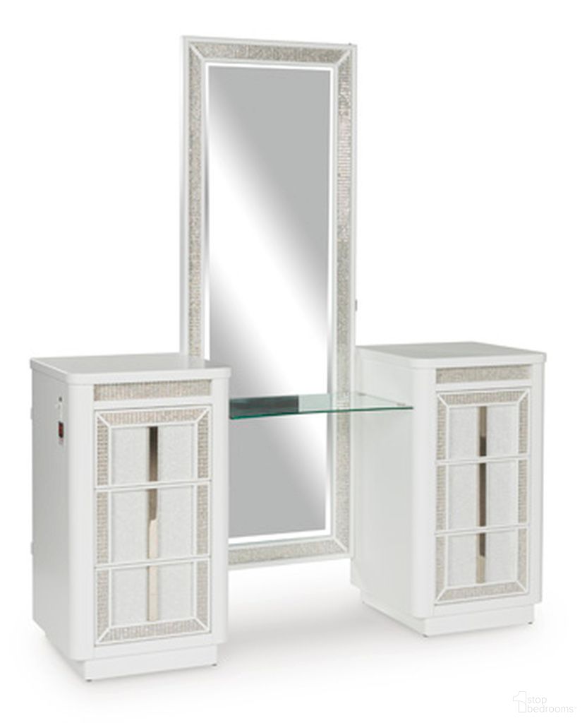 The appearance of Chalanna Vanity In White designed by Signature Design by Ashley in the modern / contemporary interior design. This white piece of furniture  was selected by 1StopBedrooms from Chalanna Collection to add a touch of cosiness and style into your home. Sku: B822-22. Material: Glass.