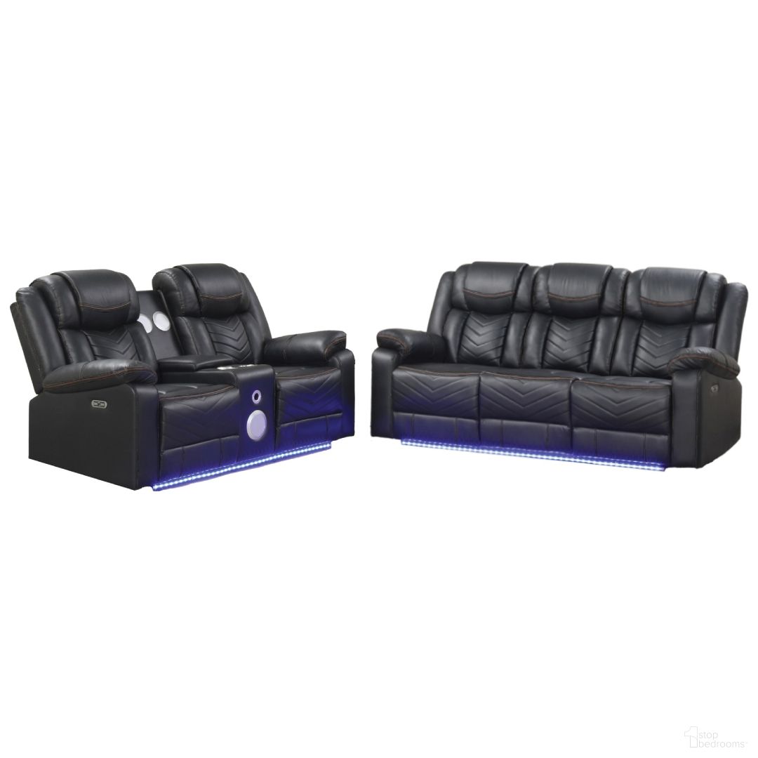 The appearance of Challenger Power Reclining Living Room Set In Black designed by Galaxy Home Furnishings in the modern / contemporary interior design. This black piece of furniture  was selected by 1StopBedrooms from Challenger Collection to add a touch of cosiness and style into your home. Sku: 601955556835;601955556866. Material: Faux Leather.