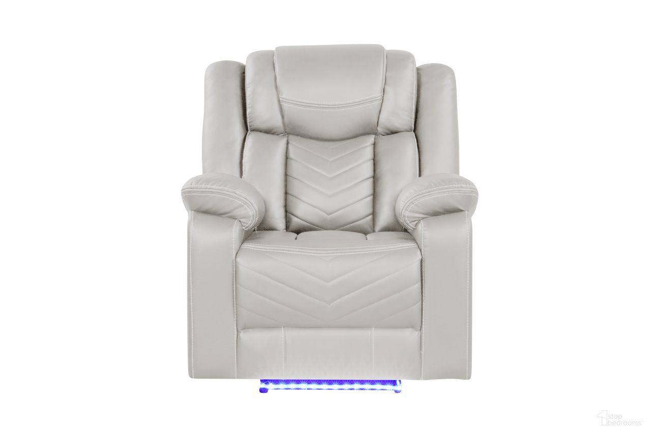 The appearance of Challenger Power Reclining Recliner In Ice designed by Galaxy Home Furnishings in the modern / contemporary interior design. This ice piece of furniture was selected by 1StopBedrooms from Challenger Collection to add a touch of cosiness and style into your home. Sku: 601955556910. Material: Faux Leather.