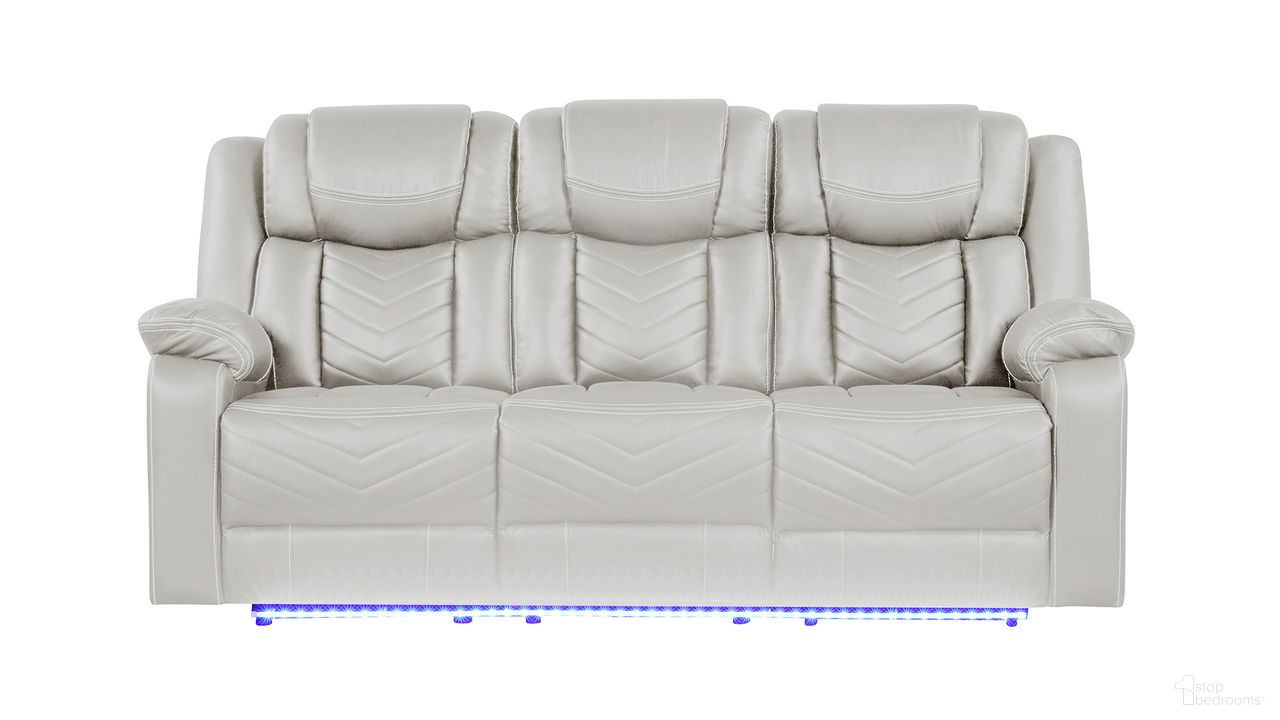 The appearance of Challenger Power Reclining Sofa In Ice designed by Galaxy Home Furnishings in the modern / contemporary interior design. This ice piece of furniture was selected by 1StopBedrooms from Challenger Collection to add a touch of cosiness and style into your home. Sku: 601955556859. Material: Faux Leather.