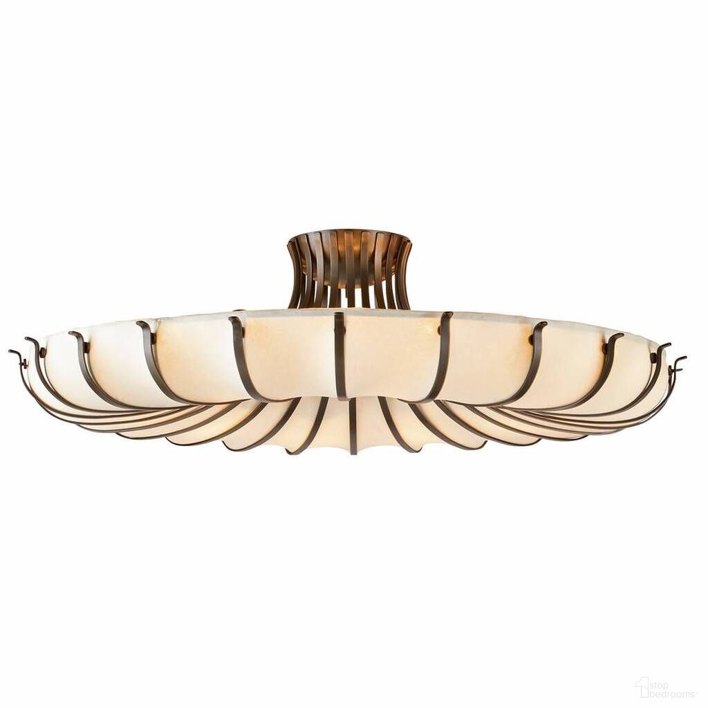 The appearance of Chambers Flush Mount In Ivory and Dark Bronze designed by Arteriors in the  interior design. This ivory piece of furniture  was selected by 1StopBedrooms from Chambers Collection to add a touch of cosiness and style into your home. Sku: DFC11. Material: Faux Vellum.