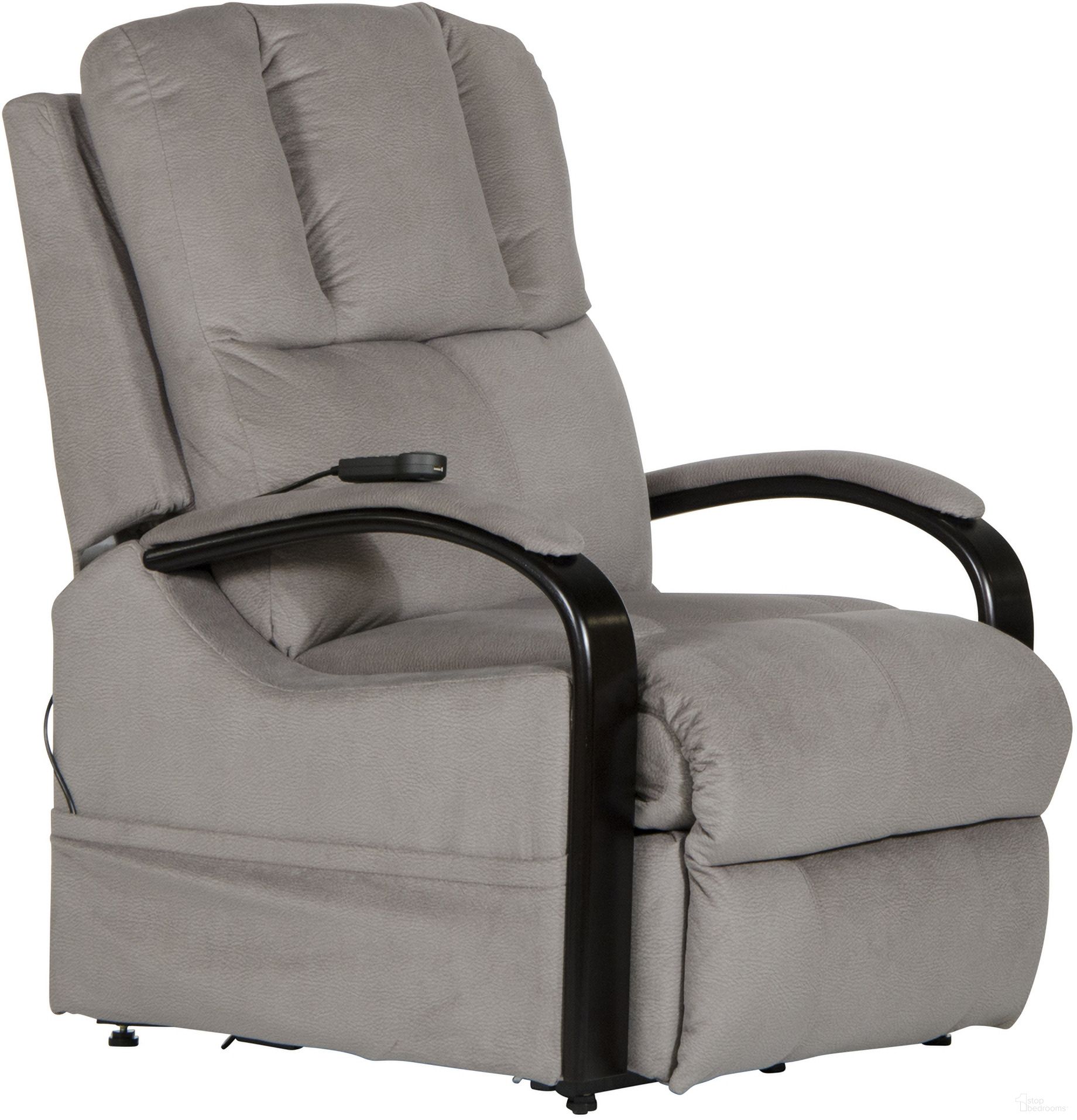 The appearance of Chandler Aluminum Power Lift Recliner designed by Catnapper in the modern / contemporary interior design. This silver piece of furniture  was selected by 1StopBedrooms from Chandler Collection to add a touch of cosiness and style into your home. Sku: 4863152828. Material: Fabric.