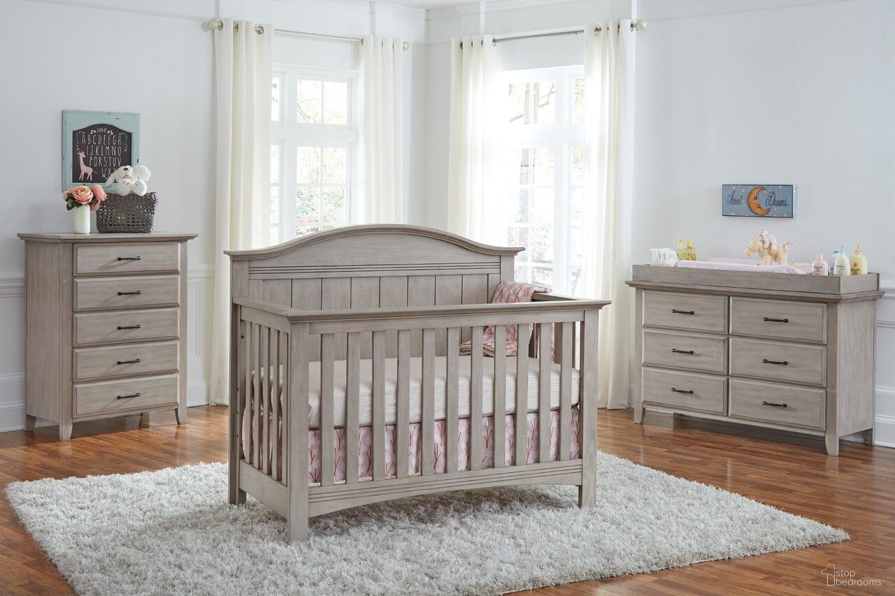 The appearance of Chandler Convertible Kids Bedroom Set In Stone Wash designed by Soho Baby in the transitional interior design. This stonewash piece of furniture was selected by 1StopBedrooms from Chandler Collection to add a touch of cosiness and style into your home. Sku: 44011930;44022930. Material: Wood.