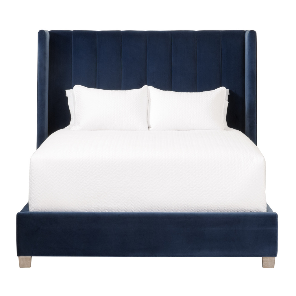 Chandler Velvet Queen Bed In Denim by Essentials For Living | 1StopBedrooms