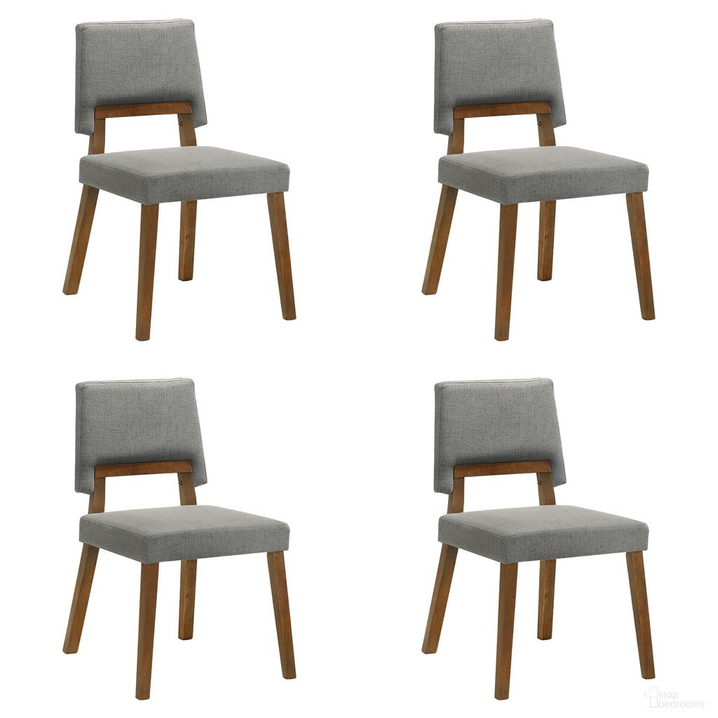 The appearance of Channell Dining Chair Set of 4 In Walnut and Charcoal designed by Armen Living in the transitional interior design. This walnut and charcoal piece of furniture  was selected by 1StopBedrooms from Channell Collection to add a touch of cosiness and style into your home. Sku: LCCHCHWACH;LCCHCHWACH. Material: Fabric. Chair Type: Side Chair.
