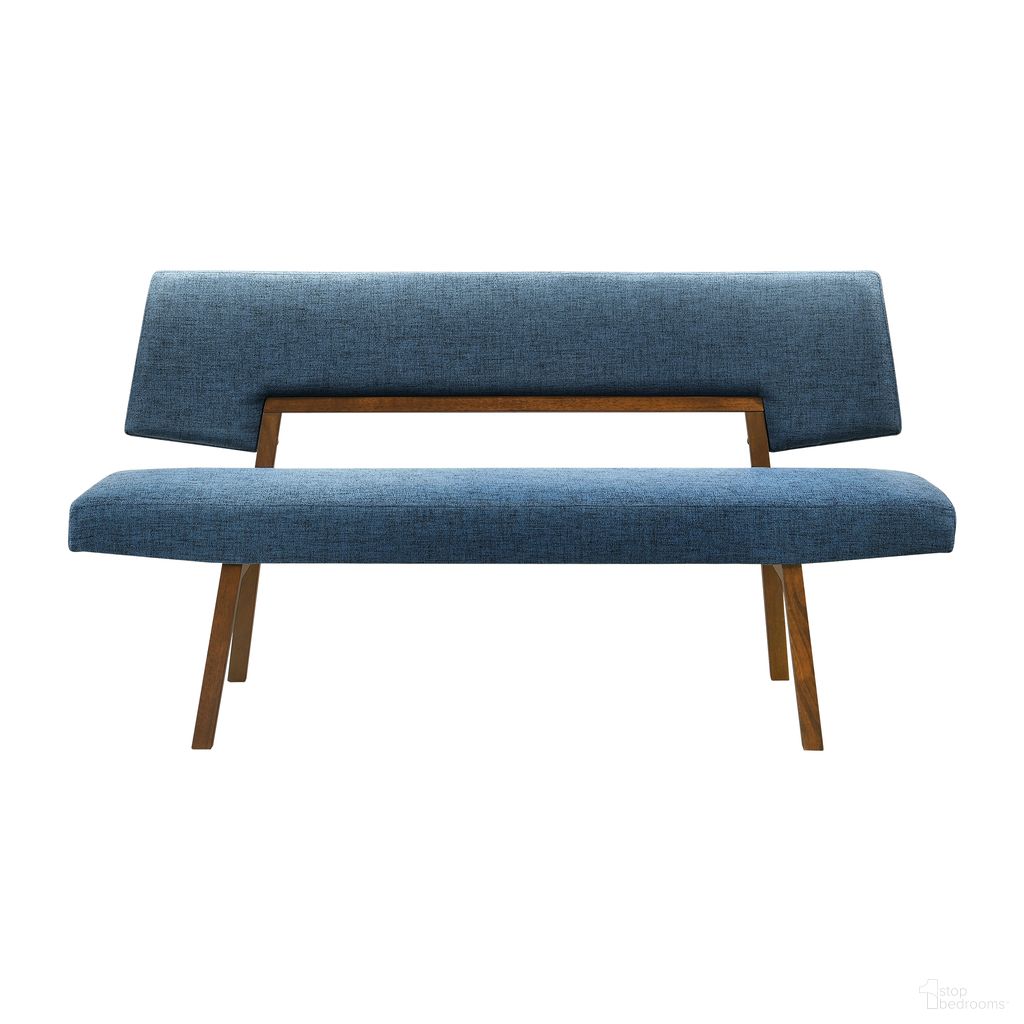 The appearance of Channell Upholstered Wood Dining Bench In Blue designed by Armen Living in the transitional interior design. This blue piece of furniture  was selected by 1StopBedrooms from Channell Collection to add a touch of cosiness and style into your home. Sku: LCCHBCHWABLU. Material: Wood.