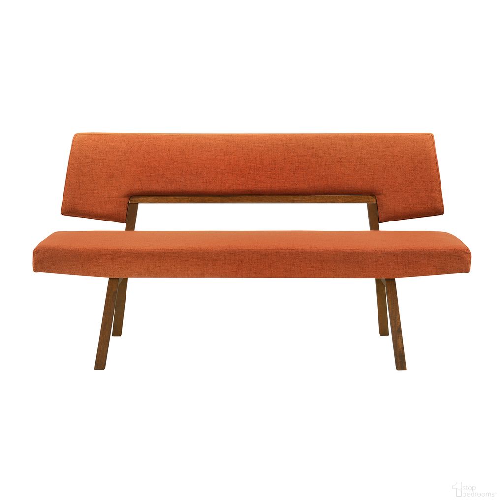 The appearance of Channell Upholstered Wood Dining Bench In Orange designed by Armen Living in the transitional interior design. This orange piece of furniture  was selected by 1StopBedrooms from Channell Collection to add a touch of cosiness and style into your home. Sku: LCCHBCHWAOR. Material: Wood.