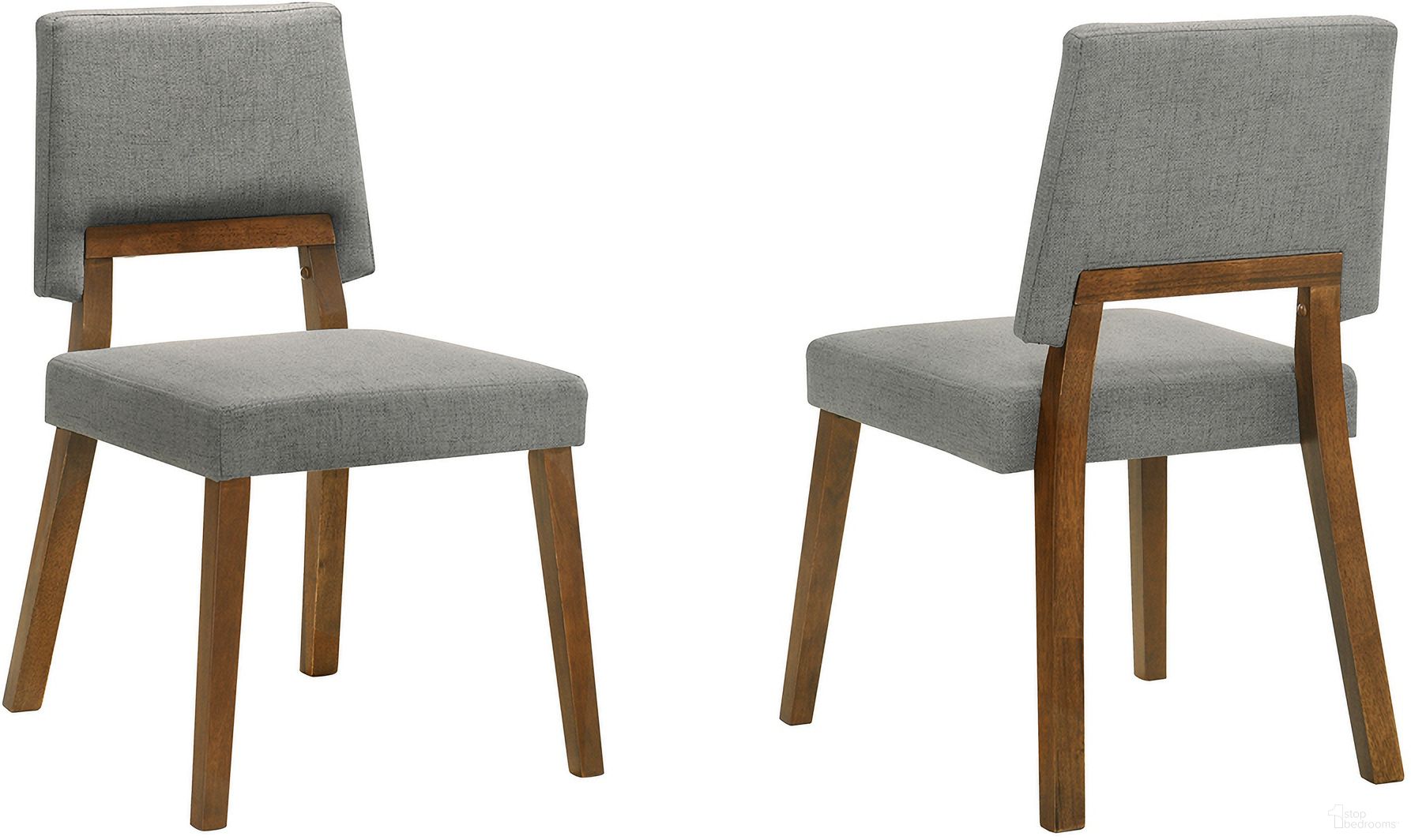Channell Upholstered Wood Dining Chair Set of 2 In Gray and Brown