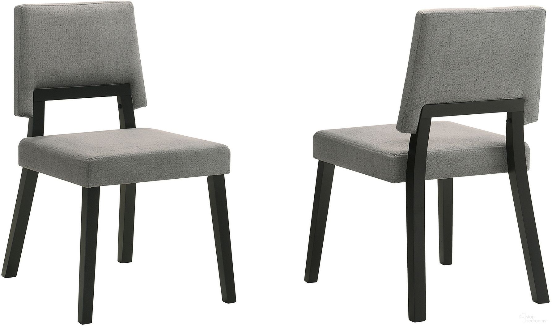 The appearance of Channell Upholstered Wood Dining Chair Set of 2 In Gray and Black designed by Armen Living in the transitional interior design. This gray piece of furniture was selected by 1StopBedrooms from Channell Collection to add a touch of cosiness and style into your home. Sku: LCCHCHBLKCH. Material: Wood. Chair Type: Side Chair.