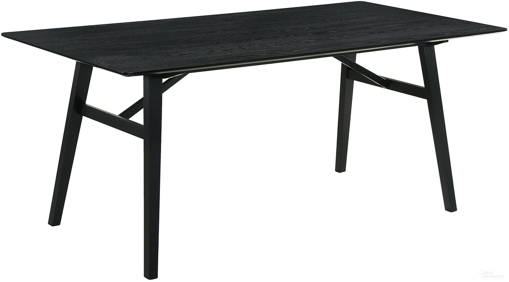 The appearance of Channell Wood Dining Table In Black designed by Armen Living in the transitional interior design. This black piece of furniture was selected by 1StopBedrooms from Channell Collection to add a touch of cosiness and style into your home. Sku: LCCHTBLBLK. Table Base Style: Legs. Material: Wood. Table Top Shape: Rectangular. Size: 76" x 39".