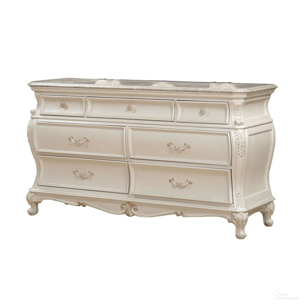 The appearance of Chantelle Dresser In Pearl White designed by ACME in the transitional interior design. This pearl white piece of furniture was selected by 1StopBedrooms from Chantelle Collection to add a touch of cosiness and style into your home. Sku: BD23545. Material: Wood.