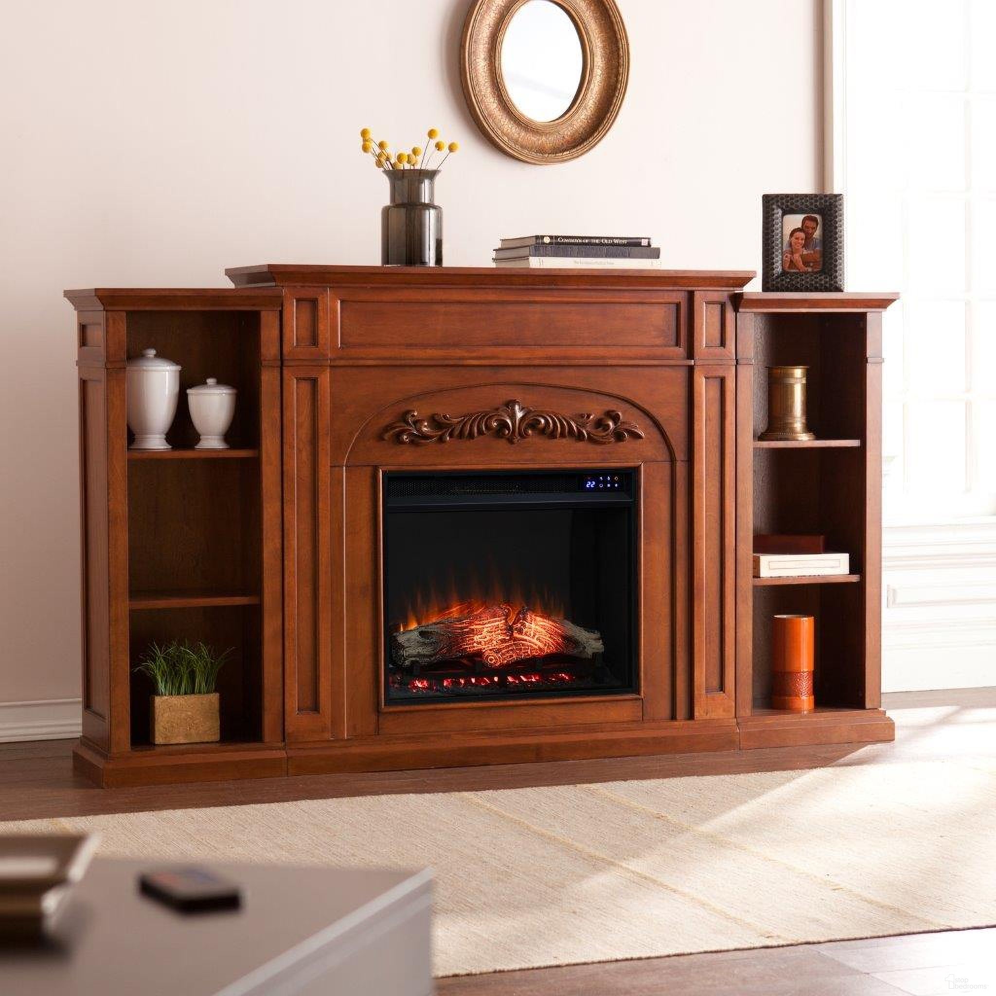 Chantilly Touch Screen Electric Fireplace With Bookcases