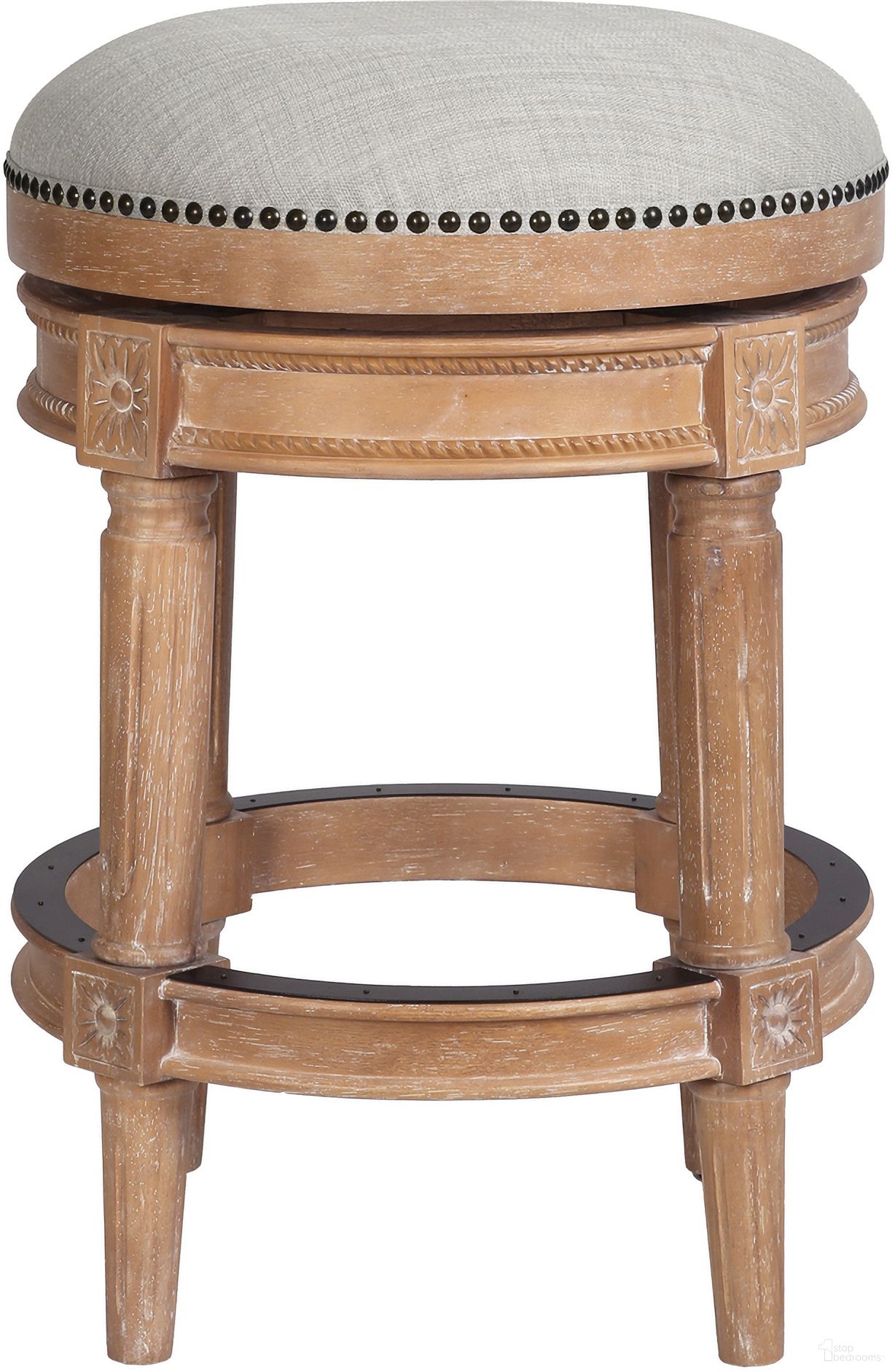 Chapman 26 Inch Counter-Height Backless Swivel Barstool In Weathered Natural and Gray