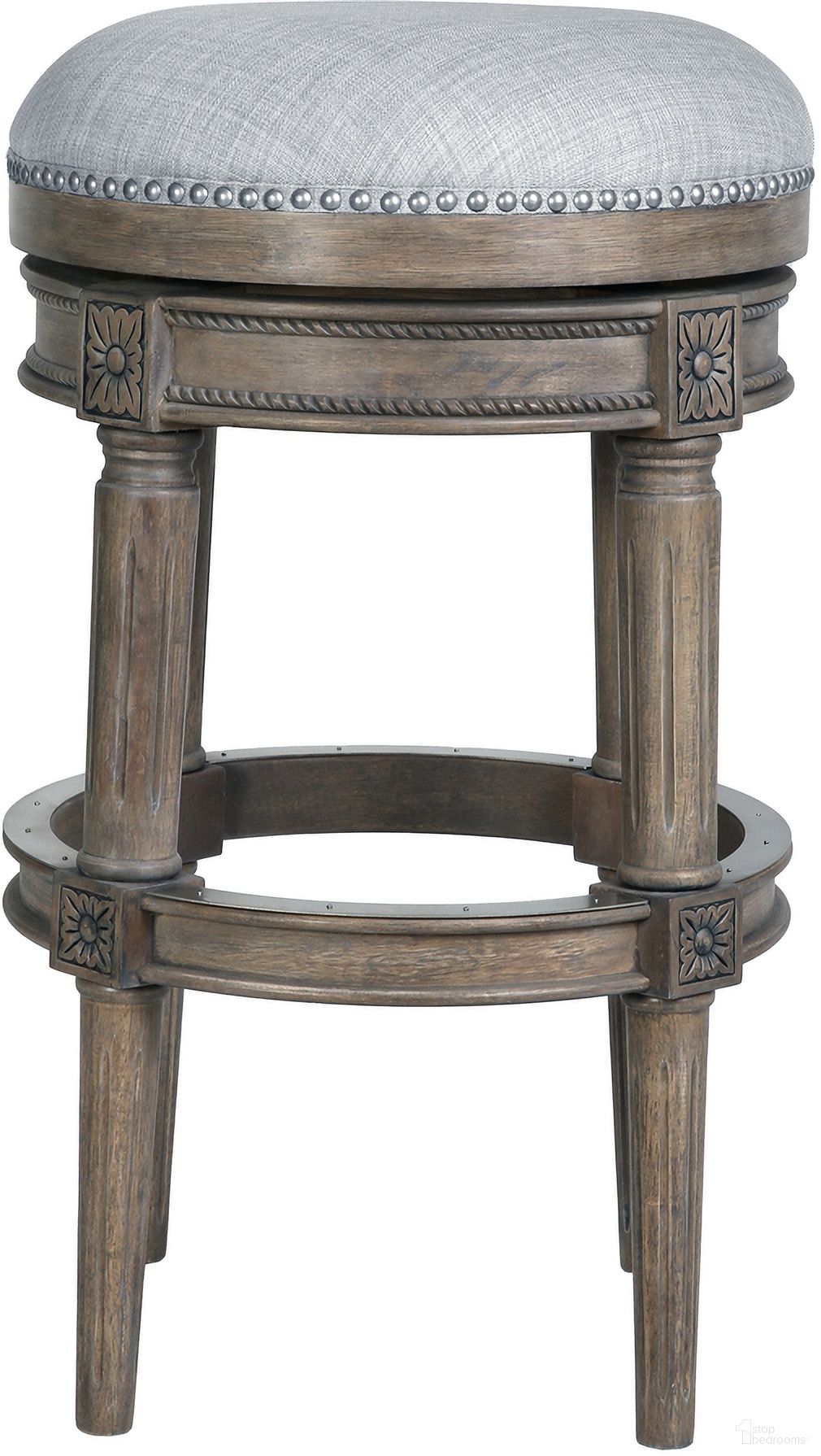 The appearance of Chapman 31 Inch Backless Swivel Barstool In Weathered Gray designed by New Ridge Home Goods in the country / farmhouse interior design. This weathered gray piece of furniture was selected by 1StopBedrooms from Chapman Collection to add a touch of cosiness and style into your home. Sku: NR107161-FUN-GRB. Material: Hardwood.