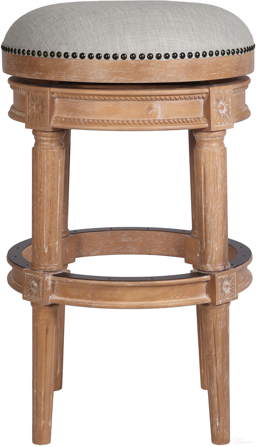 Chapman 31 Inch Backless Swivel Barstool In Weathered Natural and Gray