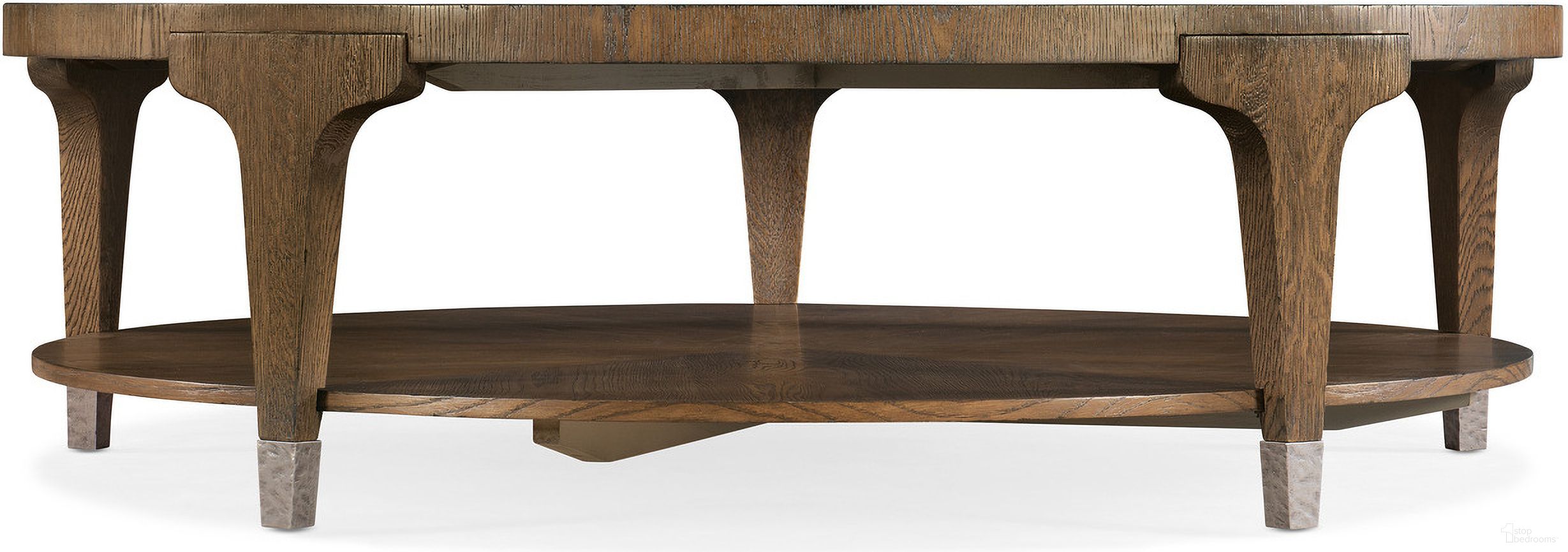 The appearance of Chapman Round Cocktail Table designed by Hooker in the transitional interior design. This medium wood piece of furniture  was selected by 1StopBedrooms from Chapman Collection to add a touch of cosiness and style into your home. Sku: 6033-80111-85. Material: Oak Veneer.
