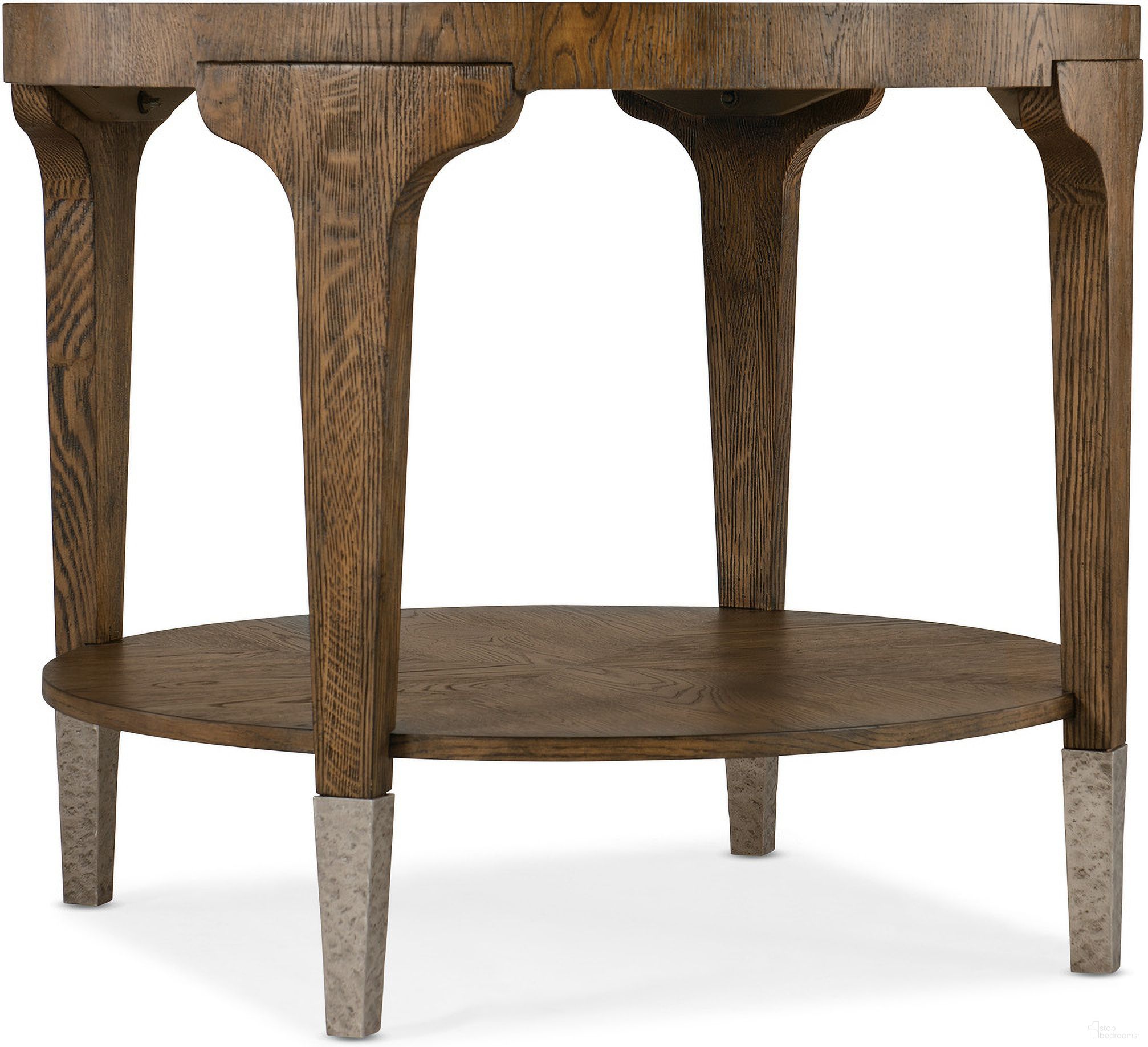 The appearance of Chapman Round Side Table designed by Hooker in the transitional interior design. This medium wood piece of furniture was selected by 1StopBedrooms from Chapman Collection to add a touch of cosiness and style into your home. Sku: 6033-80116-85. Material: Oak Veneer.