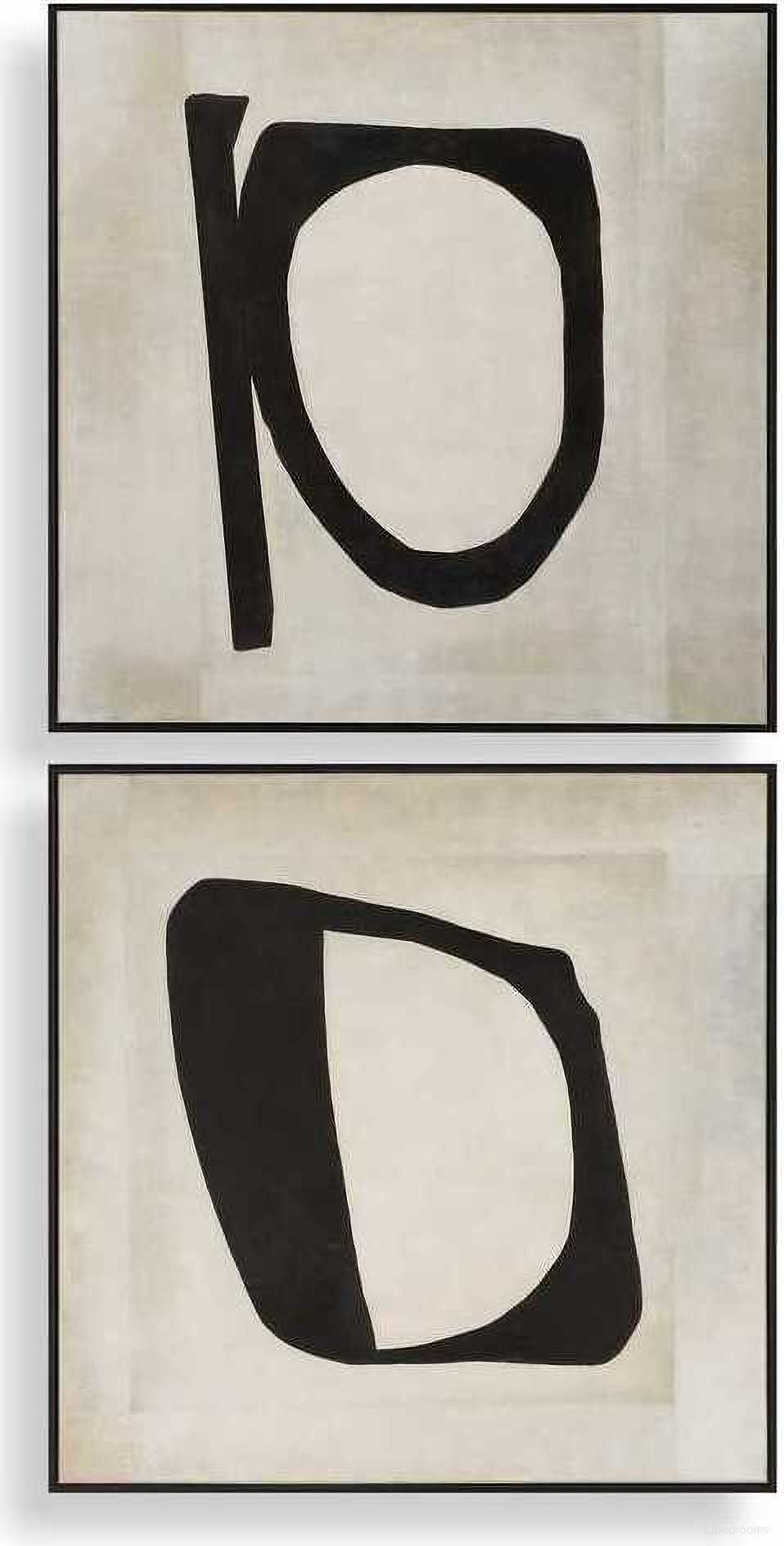 Characters Abstract Art Set of 2 In Black and Brown