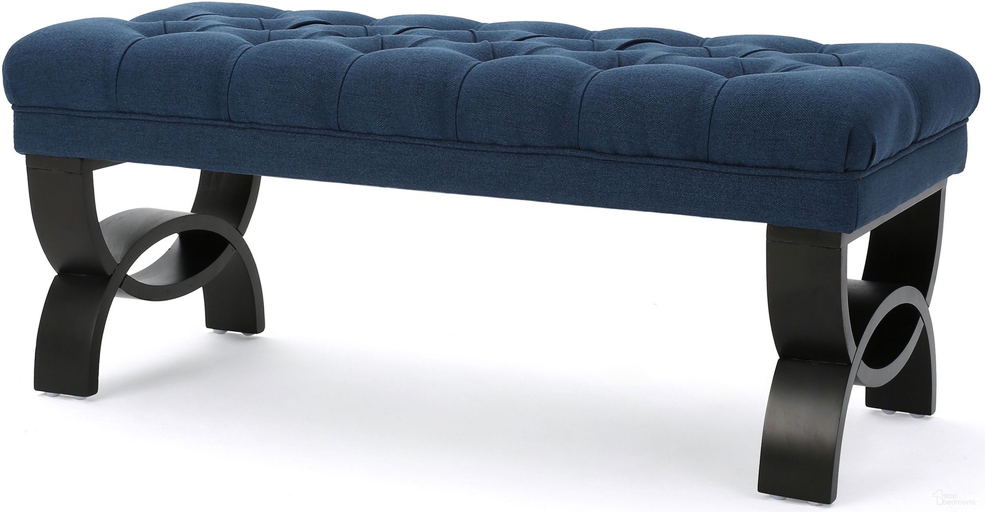 The appearance of Charisma Upholstered Ottoman with Half-Circle Legs and Button Tufting In Navy Blue designed by Noble House in the transitional interior design. This navy blue piece of furniture was selected by 1StopBedrooms from Charisma Collection to add a touch of cosiness and style into your home. Sku: 54743.00DBL. Material: Fabric.