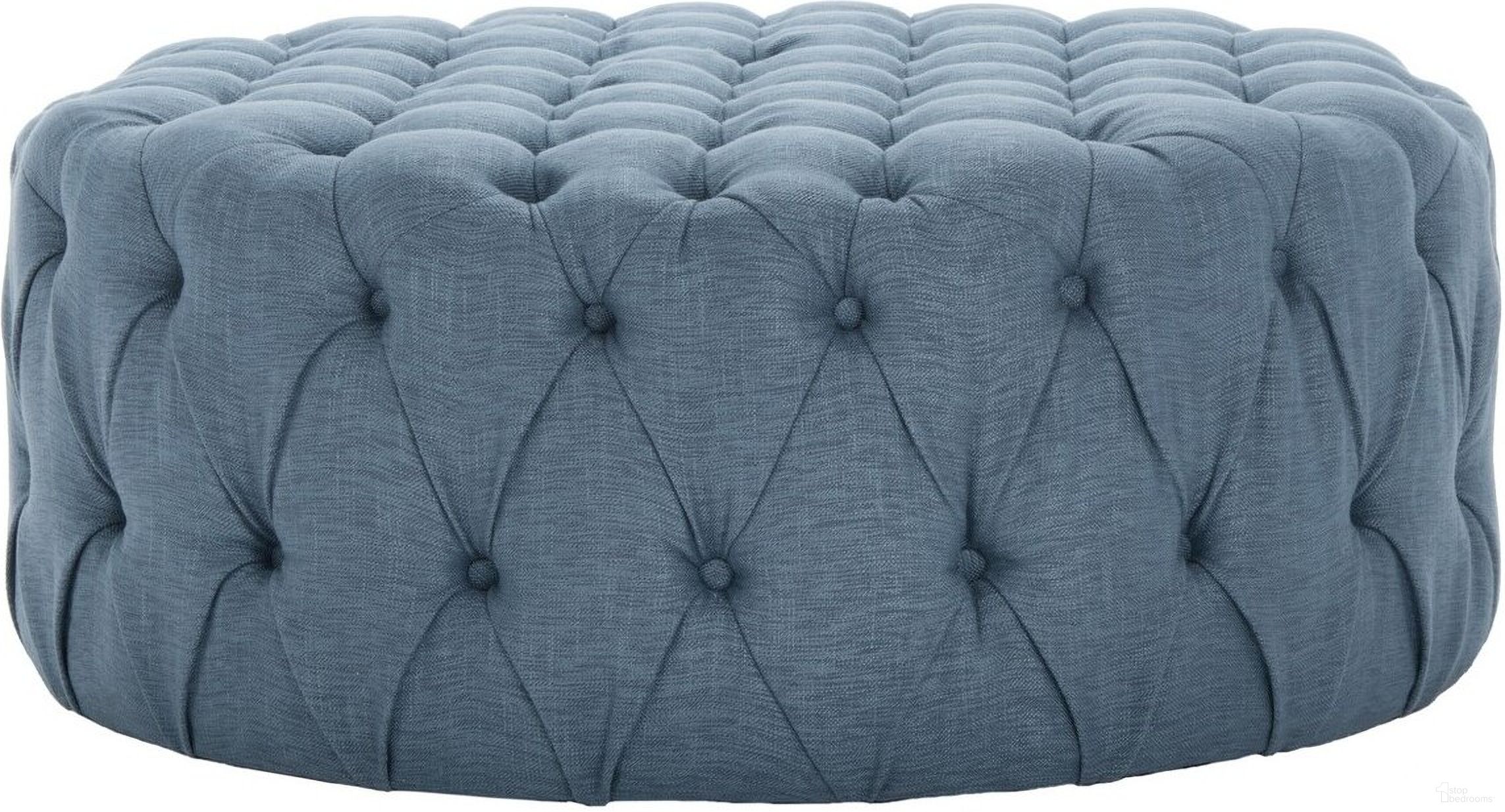 Charlene Navy Tufted Ottoman
