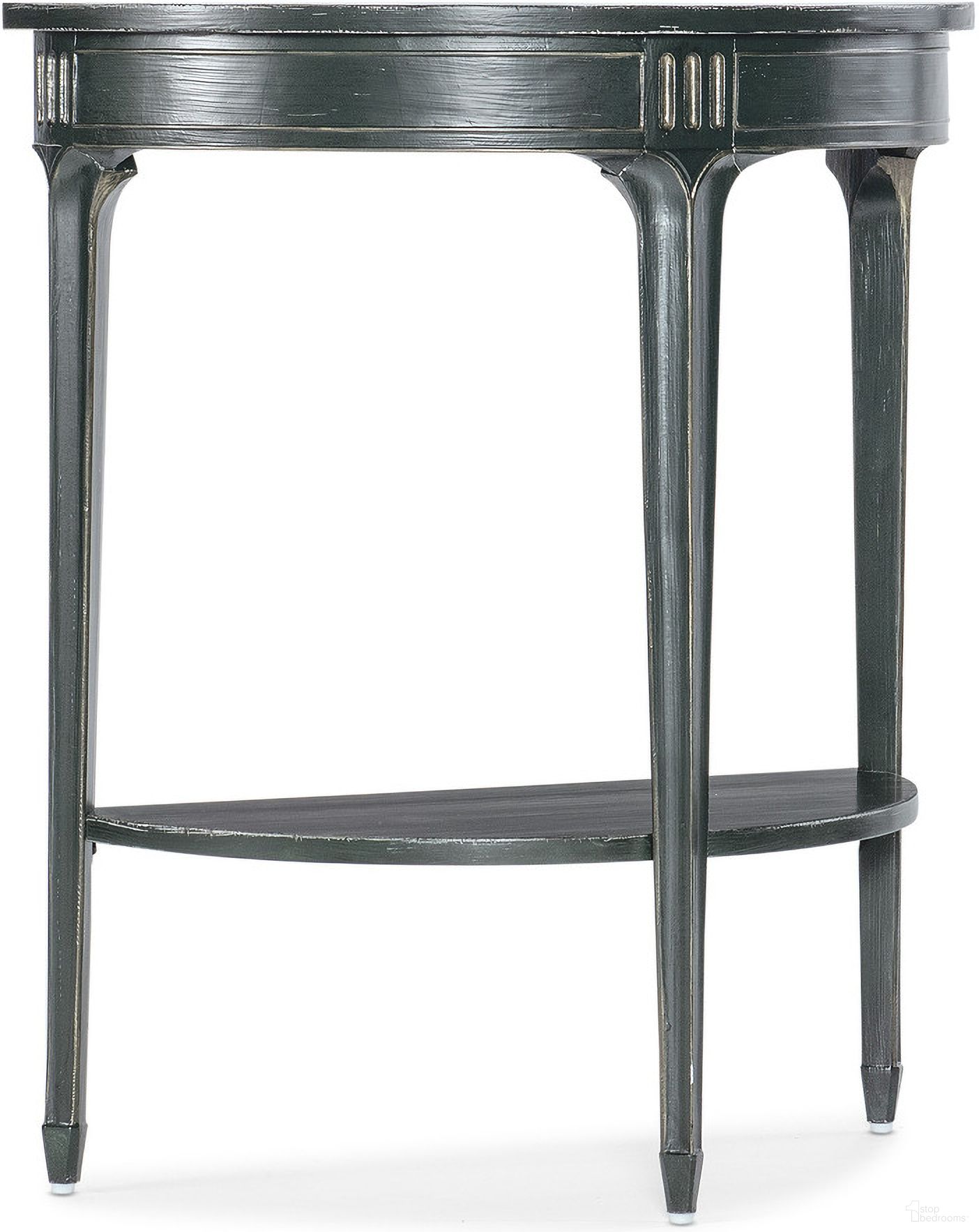 The appearance of Charleston Demilune Accent Table In Green designed by Hooker in the traditional interior design. This green piece of furniture  was selected by 1StopBedrooms from Charleston Collection to add a touch of cosiness and style into your home. Sku: 6750-50003-34. Material: Maple.