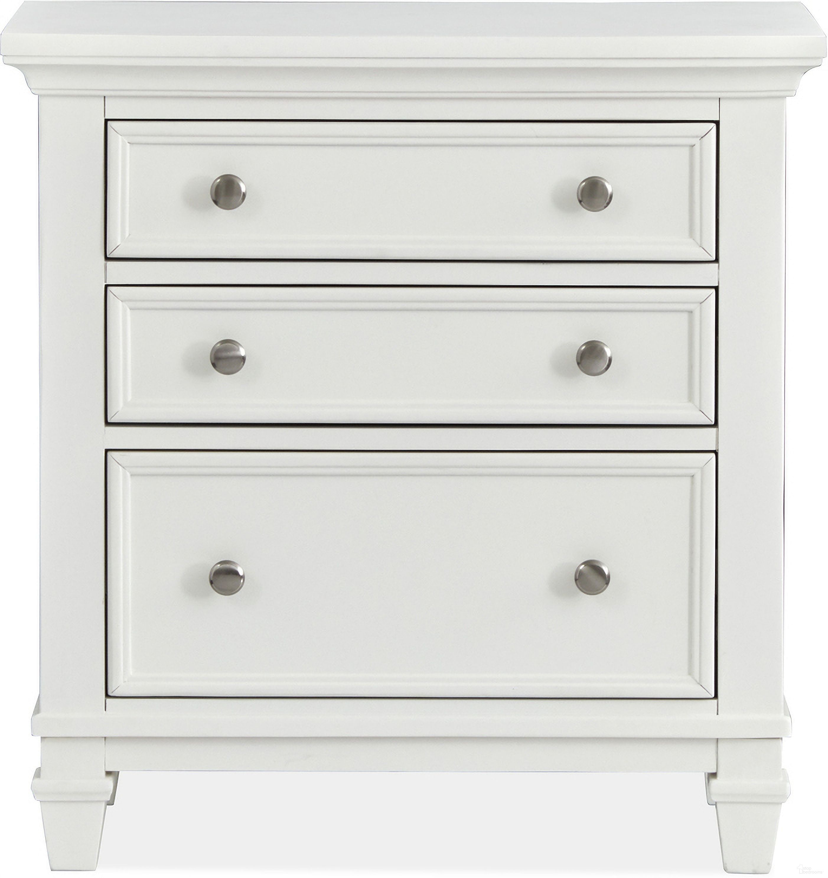 The appearance of Charleston Drawer Nightstand In White designed by Magnussen in the country / farmhouse interior design. This white piece of furniture  was selected by 1StopBedrooms from Charleston Collection to add a touch of cosiness and style into your home. Sku: B5611-01WH. Material: MDF.