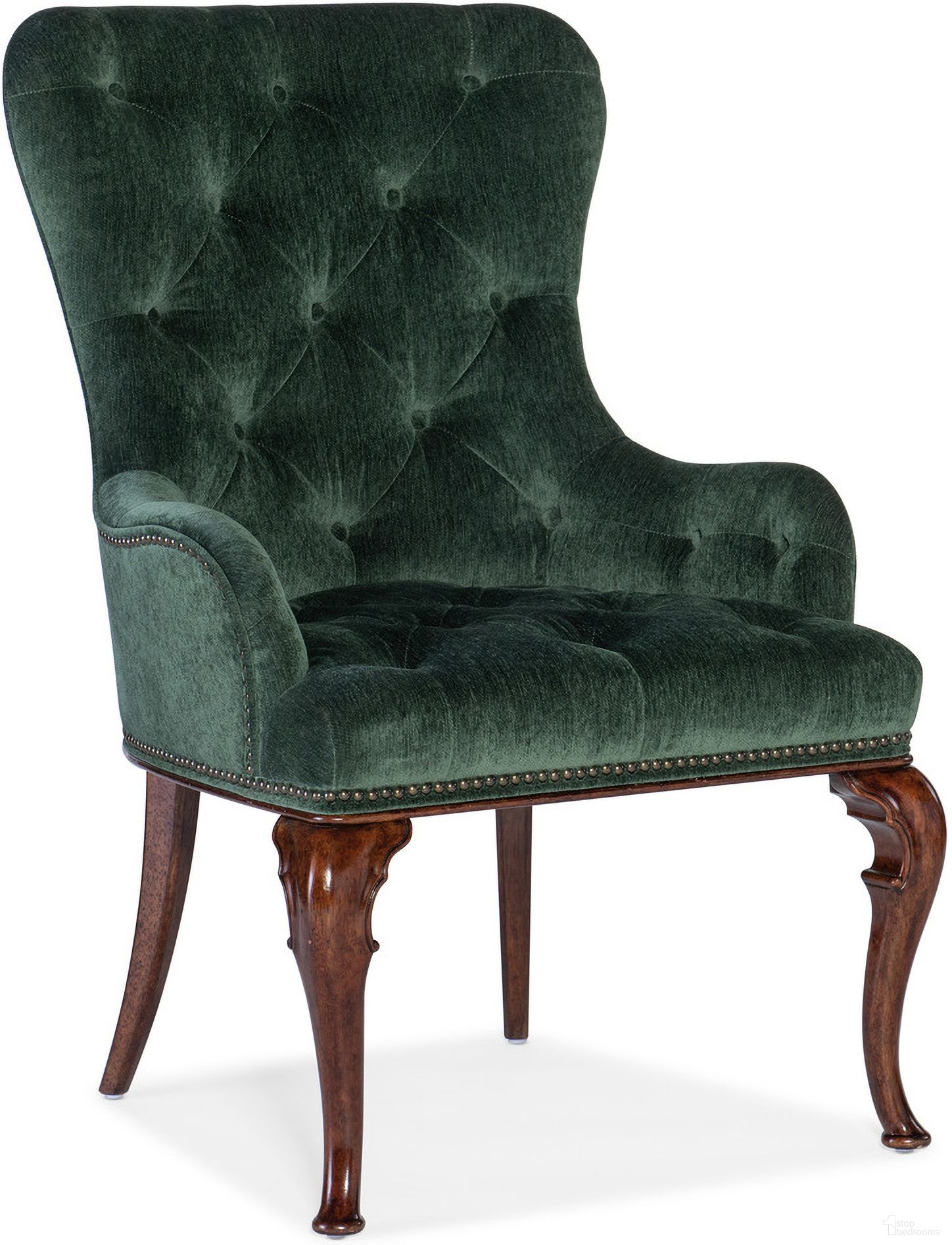 The appearance of Charleston Host Chair Set of 2 In Green designed by Hooker in the traditional interior design. This green piece of furniture was selected by 1StopBedrooms from Charleston Collection to add a touch of cosiness and style into your home. Sku: 6750-75500-37. Material: Fabric. Chair Type: Side Chair.