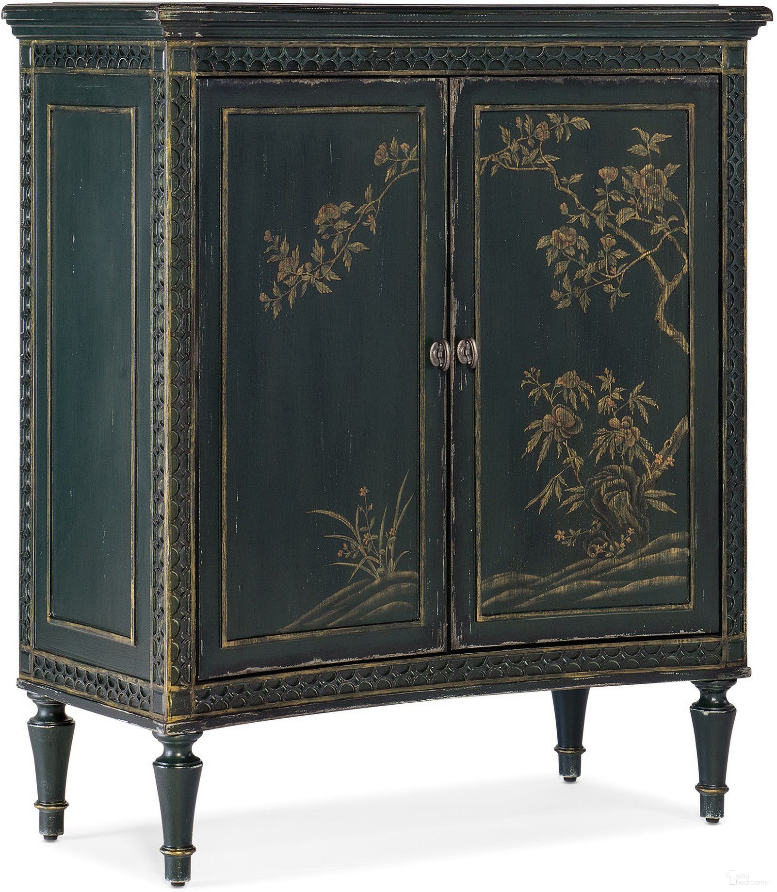 The appearance of Charleston Two Door Accent Chest In Green designed by Hooker in the traditional interior design. This green piece of furniture  was selected by 1StopBedrooms from Charleston Collection to add a touch of cosiness and style into your home. Sku: 6750-50001-34. Material: Maple.