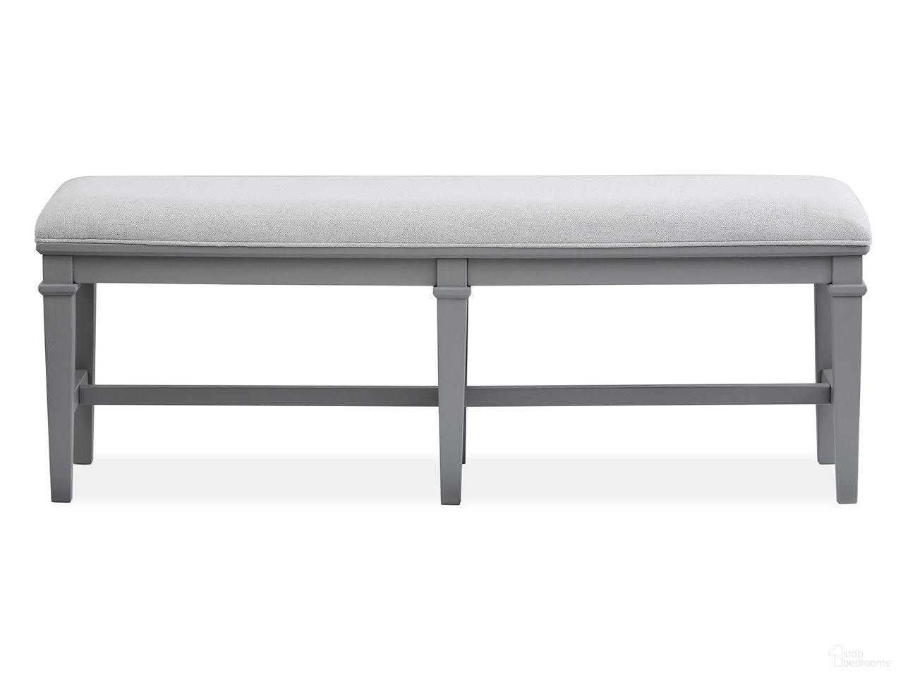 The appearance of Charleston Upholstered Bench In Harbor Gray designed by Magnussen in the traditional interior design. This harbor gray piece of furniture was selected by 1StopBedrooms from Charleston Collection to add a touch of cosiness and style into your home. Sku: D5611-68GY. Material: Hardwood.