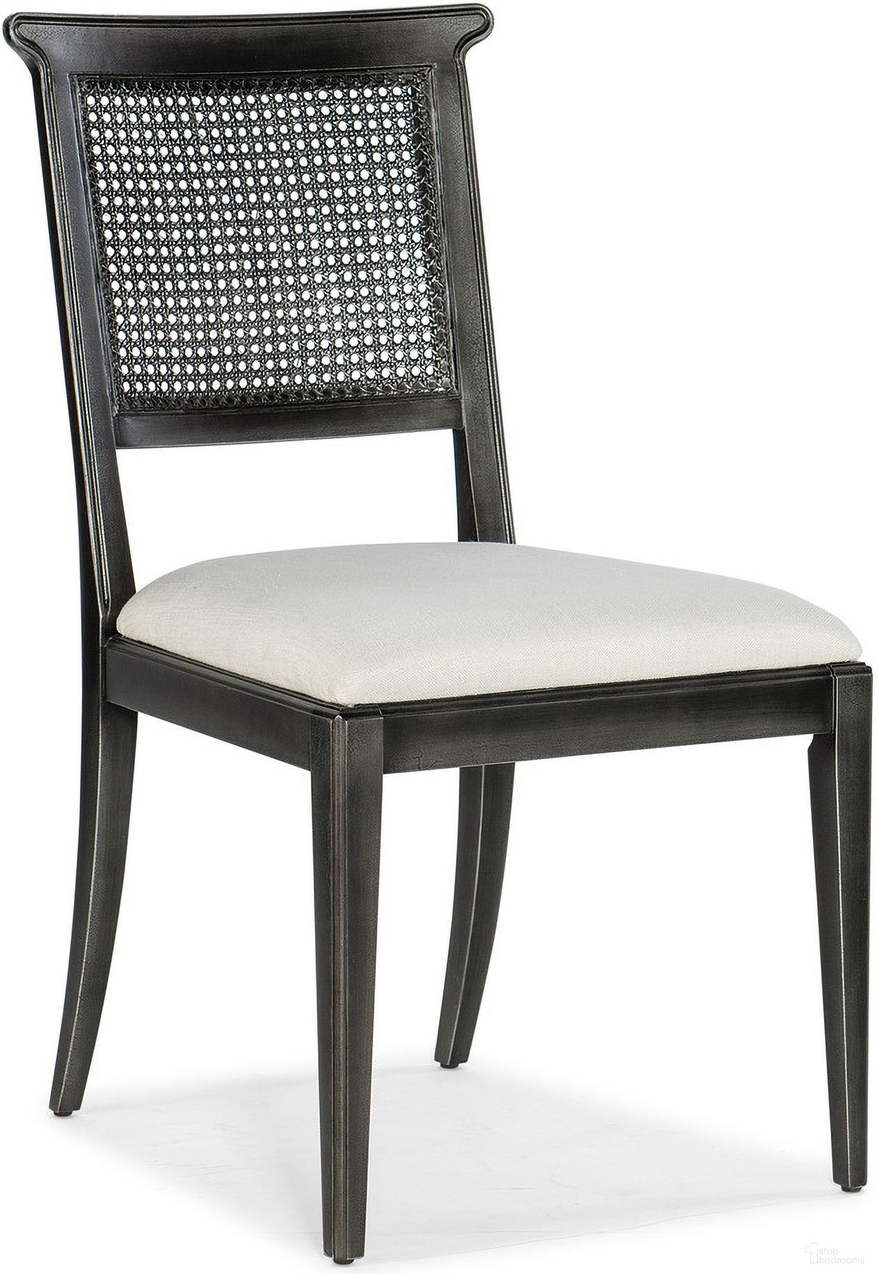 The appearance of Charleston Upholstered Seat Side Chair with Cane Back Set of 2 In Black designed by Hooker in the traditional interior design. This black piece of furniture was selected by 1StopBedrooms from Charleston Collection to add a touch of cosiness and style into your home. Sku: 6750-75410-95. Material: Fabric. Chair Type: Side Chair.