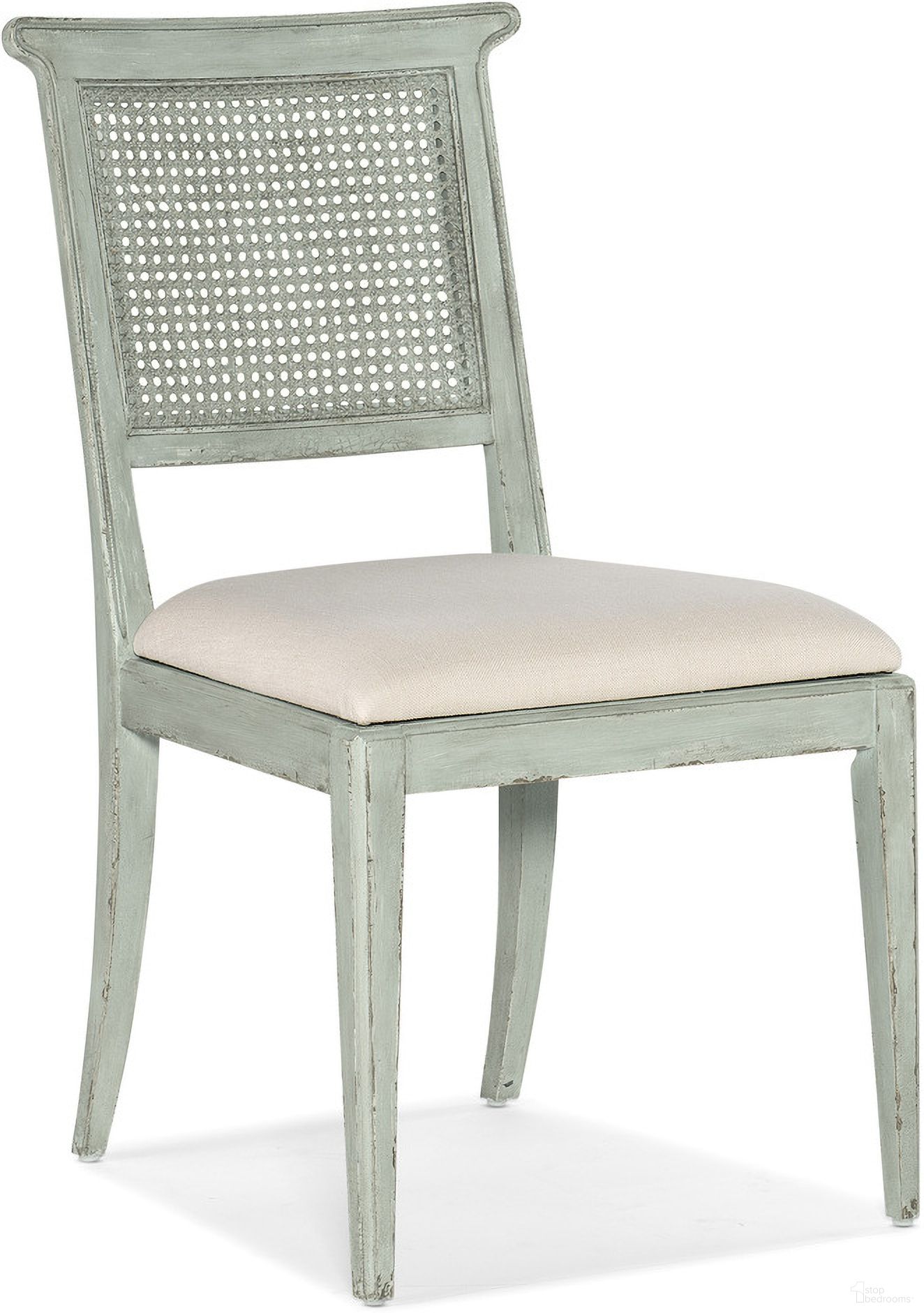 The appearance of Charleston Upholstered Seat Side Chair Set of 2 In Light Blue designed by Hooker in the traditional interior design. This light blue piece of furniture was selected by 1StopBedrooms from Charleston Collection to add a touch of cosiness and style into your home. Sku: 6750-75410-40. Material: Fabric. Chair Type: Side Chair.