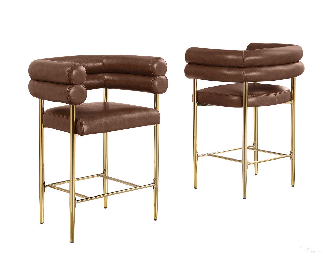 The appearance of Charlie Leather Aire Counter Height Chair Set of 2 in Mocha designed by Best Quality Furniture in the glam interior design. This mocha piece of furniture  was selected by 1StopBedrooms from Charlie Collection to add a touch of cosiness and style into your home. Sku: CH04L. Material: Leather.