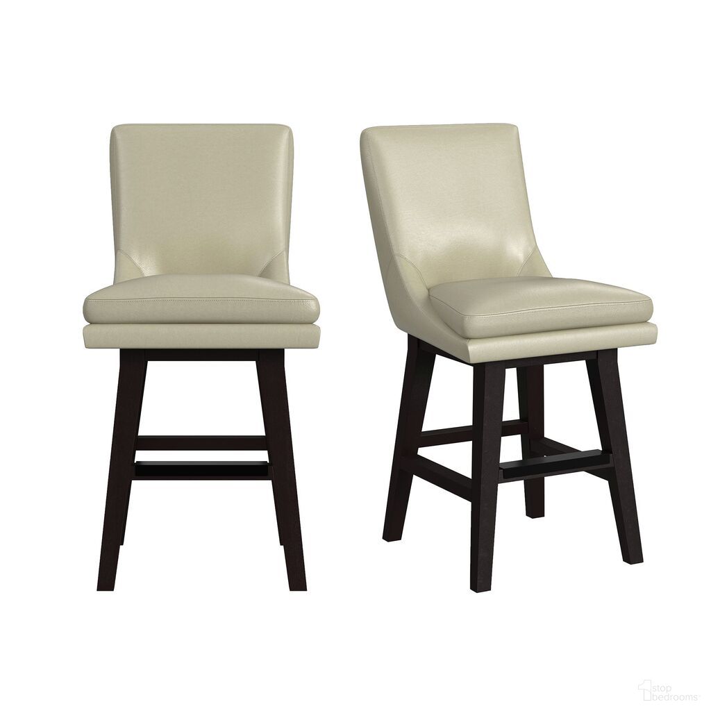 The appearance of Charlie Swivel Counter Stool Set of 2 In Espresso and Beige designed by Picket House in the transitional interior design. This espresso and beige piece of furniture was selected by 1StopBedrooms from Charlie Collection to add a touch of cosiness and style into your home. Sku: D-13220-6-CST. Material: Polyurethane.