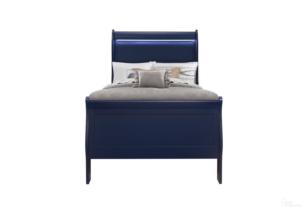 The appearance of Charlie Twin Bed with LED In Blue designed by Global Furniture USA in the traditional interior design. This blue piece of furniture was selected by 1StopBedrooms from Charlie Collection to add a touch of cosiness and style into your home. Sku: CHARLIE-BLUE-TB-HB/FB W/LED;CHARLIE-BLUE-TB-SR. Bed Size: Twin. Material: MDF.