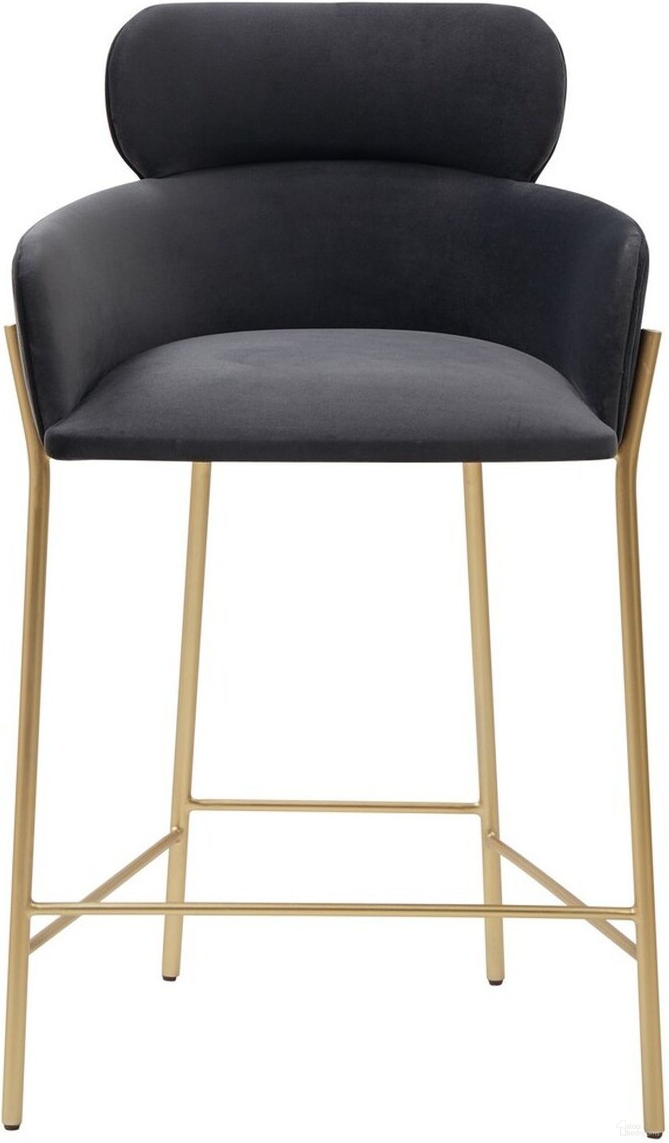 The appearance of Charlize Velvet Counter Stool In Dark Grey And Gold designed by Safavieh Couture in the modern / contemporary interior design. This dark grey piece of furniture  was selected by 1StopBedrooms from Charlize Collection to add a touch of cosiness and style into your home. Sku: SFV4756B. Material: Wood.