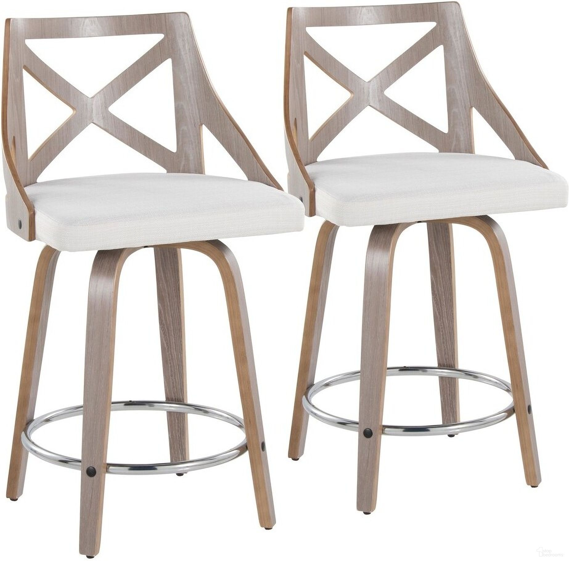 The appearance of Charlotte 24 Inch Fixed Height Counter Stool Set of 2 In White designed by Lumisource in the country / farmhouse interior design. This white piece of furniture  was selected by 1StopBedrooms from Charlotte Collection to add a touch of cosiness and style into your home. Sku: B24-CHARLOTFB-GRTZR2 LGYLGYCR2. Material: Wood.