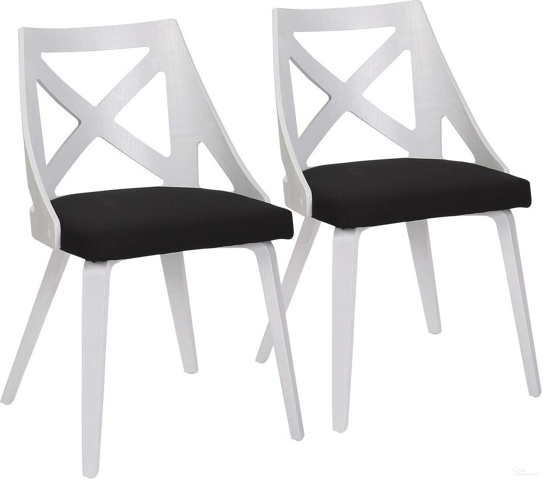 The appearance of Charlotte Chair Set of 2 In White and Black designed by Lumisource in the country / farmhouse interior design. This white and black piece of furniture  was selected by 1StopBedrooms from Charlotte Collection to add a touch of cosiness and style into your home. Sku: CH-CHARLOT WTXTCHAR2. Material: Wood. Chair Type: Side Chair.