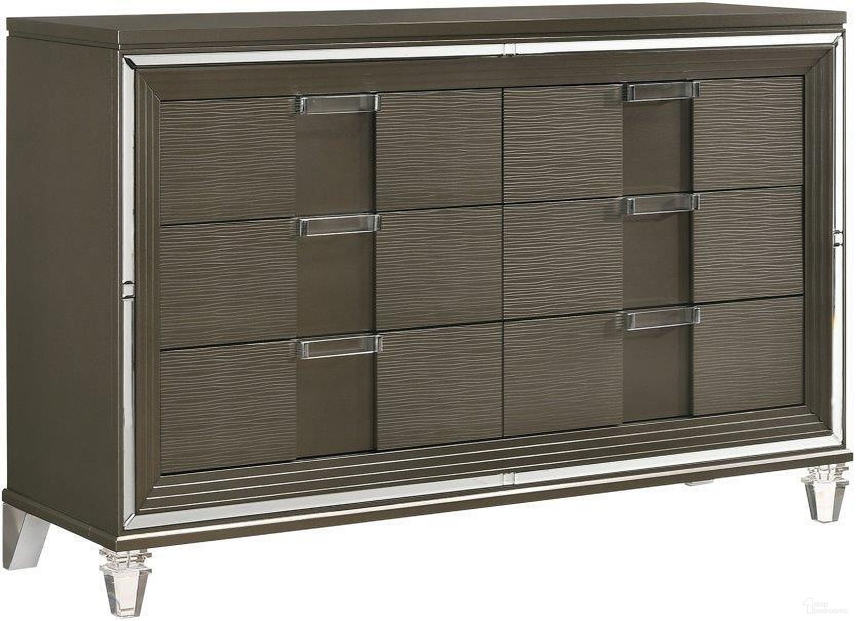 The appearance of Charlotte Copper 6 Drawer Dresser designed by Picket House in the modern / contemporary interior design. This brown piece of furniture  was selected by 1StopBedrooms from Charlotte Collection to add a touch of cosiness and style into your home. Sku: TN600DR. Material: Rubberwood.