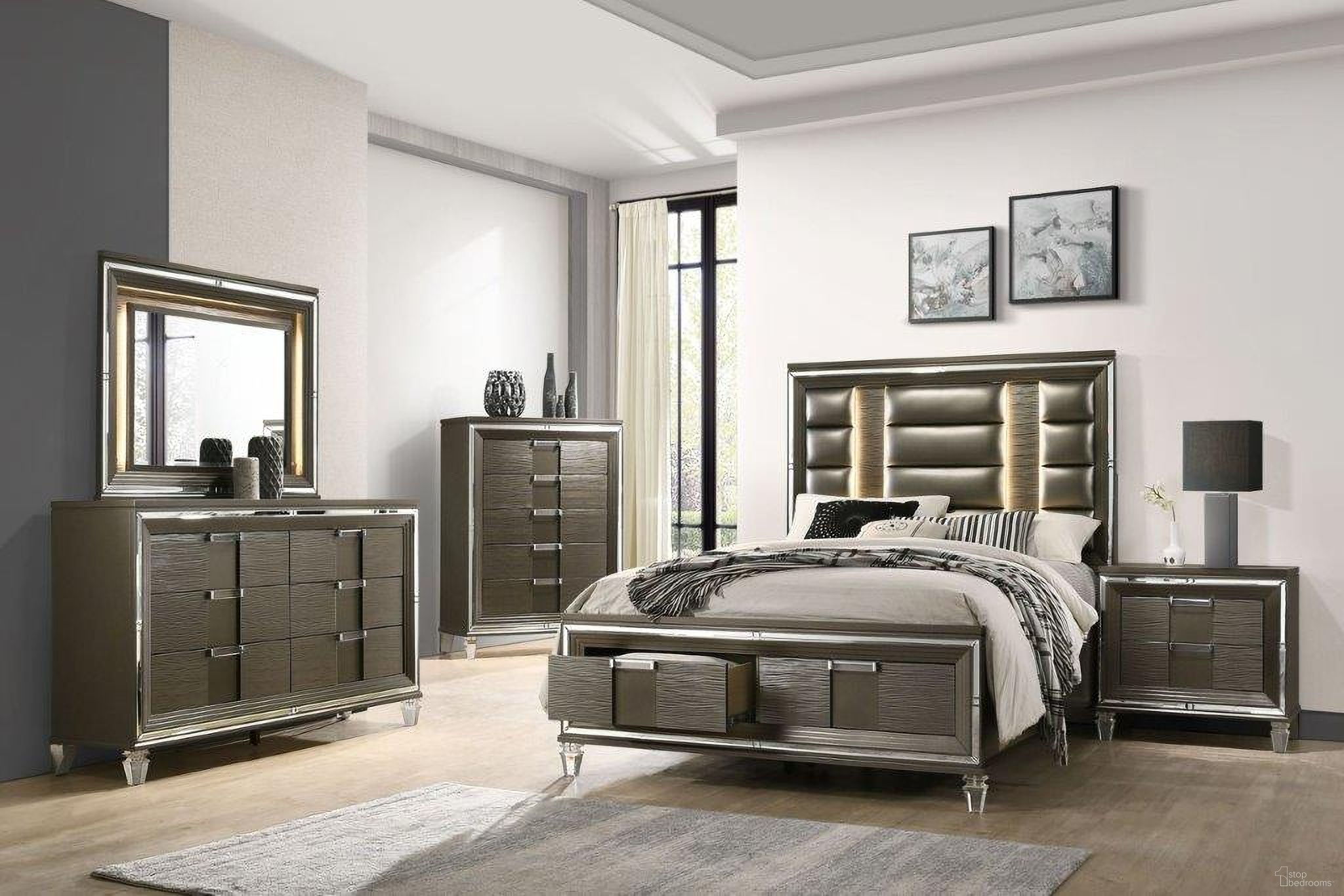 The appearance of Charlotte Copper Storage Bedroom Set designed by Picket House in the modern / contemporary interior design. This brown piece of furniture  was selected by 1StopBedrooms from Charlotte Collection to add a touch of cosiness and style into your home. Sku: TN600QH;TN600QF;TN600QS;TN600QKR;TN600NS. Bed Type: Storage Bed. Bed Size: Queen. Material: Rubberwood.