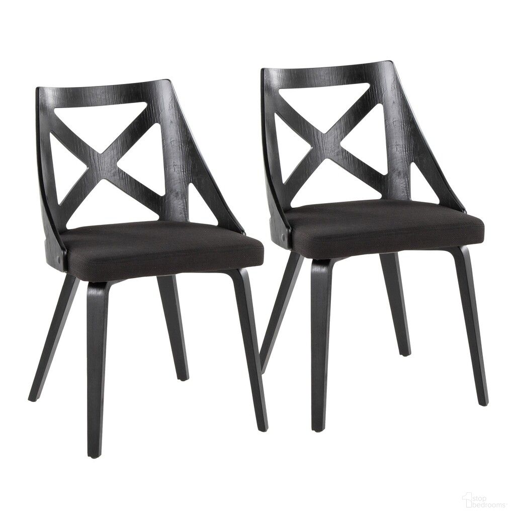 The appearance of Charlotte Fabric Chair Set of 2 In Charcoal and Black designed by Lumisource in the country / farmhouse interior design. This charcoal/black piece of furniture  was selected by 1StopBedrooms from Charlotte Collection to add a touch of cosiness and style into your home. Sku: CH-CHARLOTFB BKCHAR2. Material: Foam. Chair Type: Side Chair.