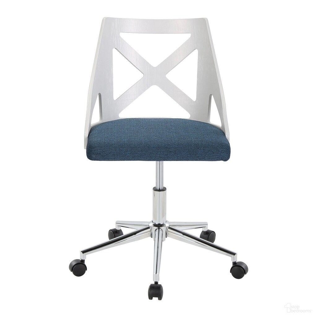 The appearance of Charlotte Fabric Office Chair In White and Blue designed by Lumisource in the country / farmhouse interior design. This white and blue piece of furniture was selected by 1StopBedrooms from Charlotte Collection to add a touch of cosiness and style into your home. Sku: OC-CHARLOTFB1 CHRWTXTBU1. Material: Foam.