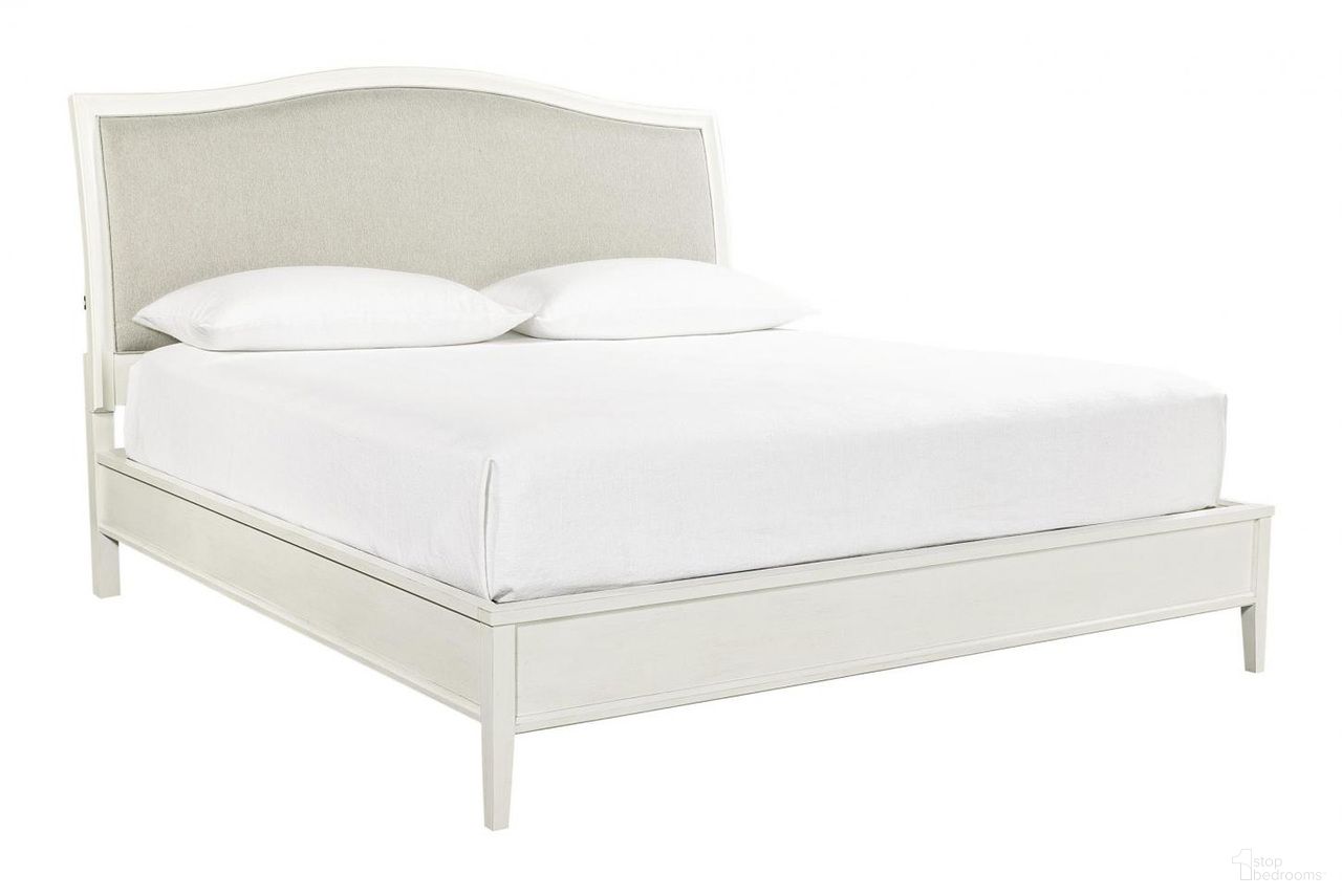 The appearance of Charlotte King Upholstered Bed In White designed by Aspenhome in the transitional interior design. This white piece of furniture was selected by 1StopBedrooms from Charlotte Collection to add a touch of cosiness and style into your home. Sku: I218-407-WHT;I218-425-WHT;I218-406-WHT. Material: Wood. Bed Size: King. Bed Type: Upholstered Bed.