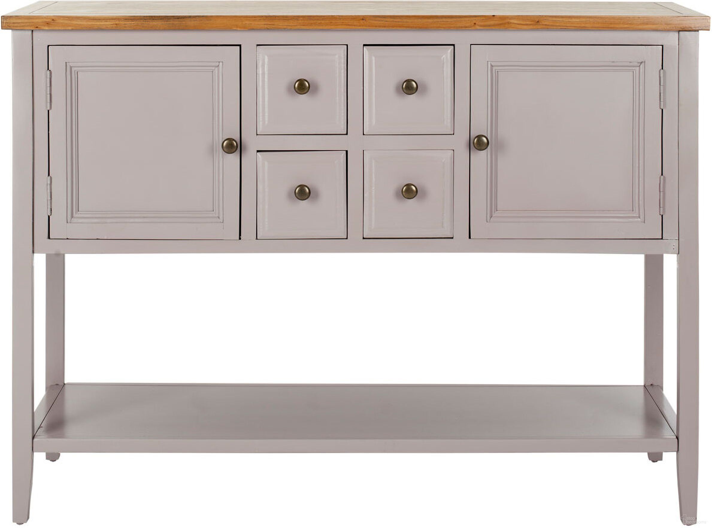The appearance of Charlotte Quartz Grey and Oak Storage Sideboard designed by Safavieh in the country / farmhouse interior design. This gray piece of furniture  was selected by 1StopBedrooms from Charlotte Collection to add a touch of cosiness and style into your home. Sku: AMH6517C. Material: Wood.